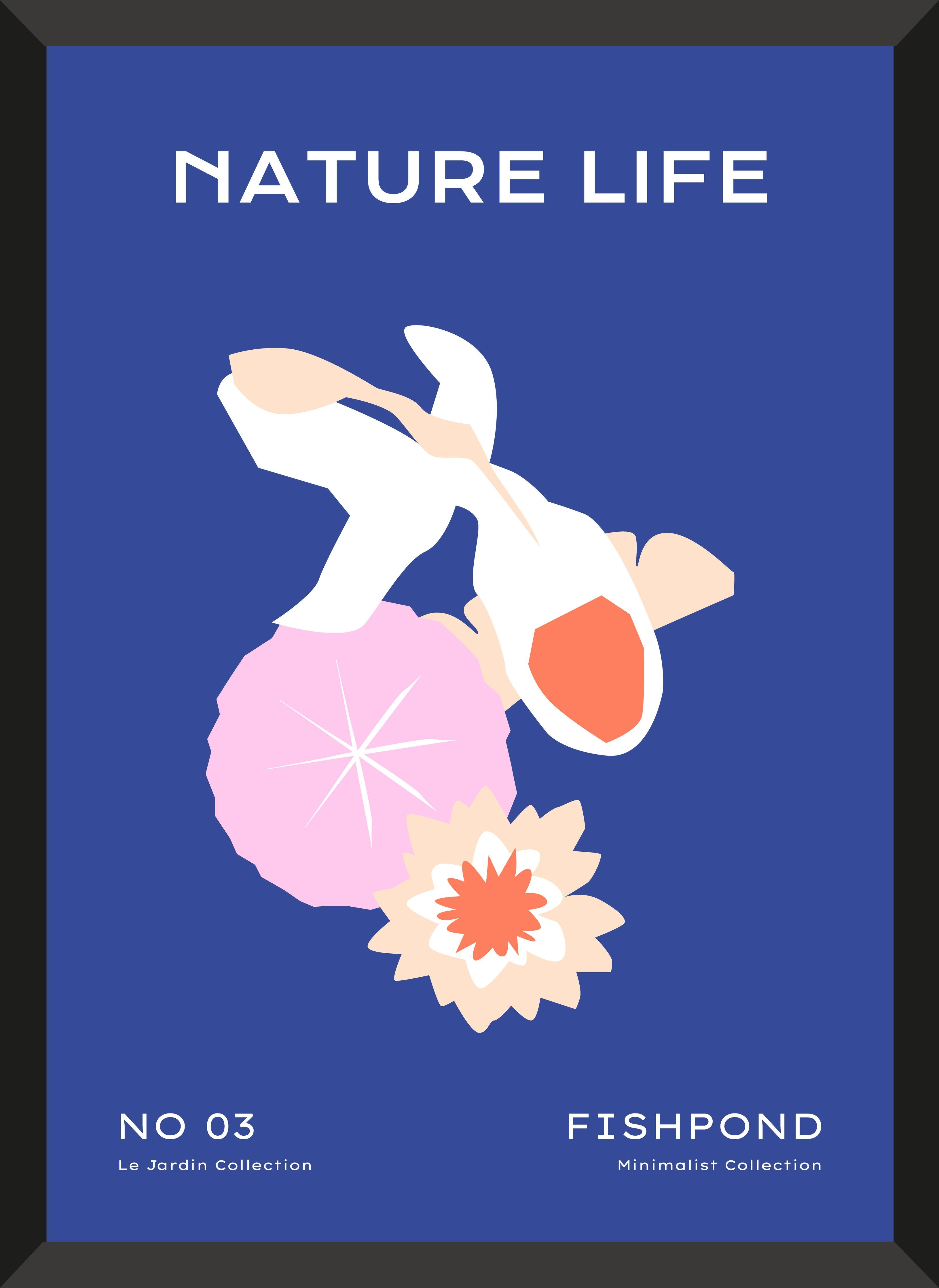Große Wandbilder-Minimalistisches Fischmotiv auf Blau