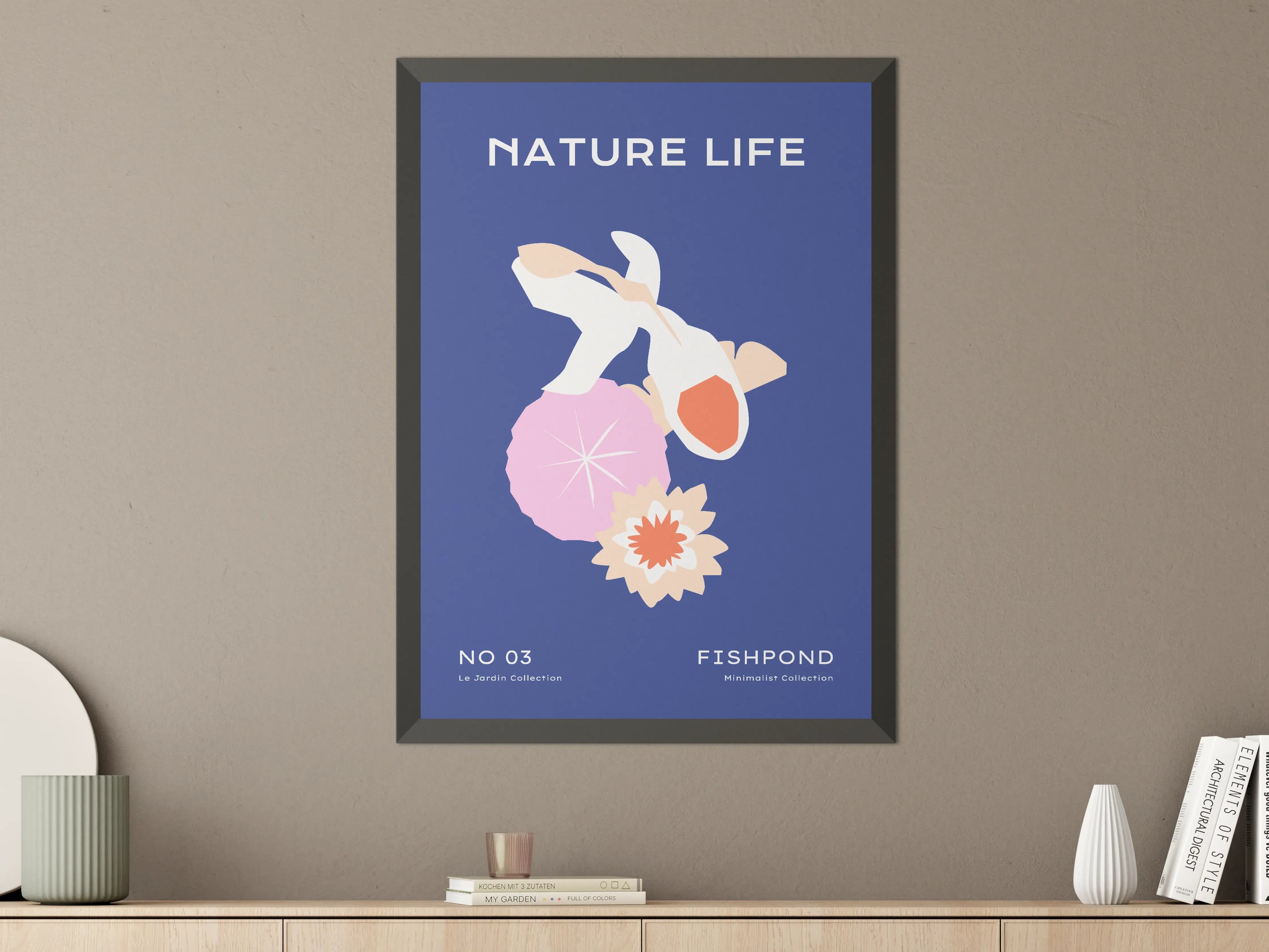 Große Wandbilder - Minimalistisches Fischmotiv auf Blau