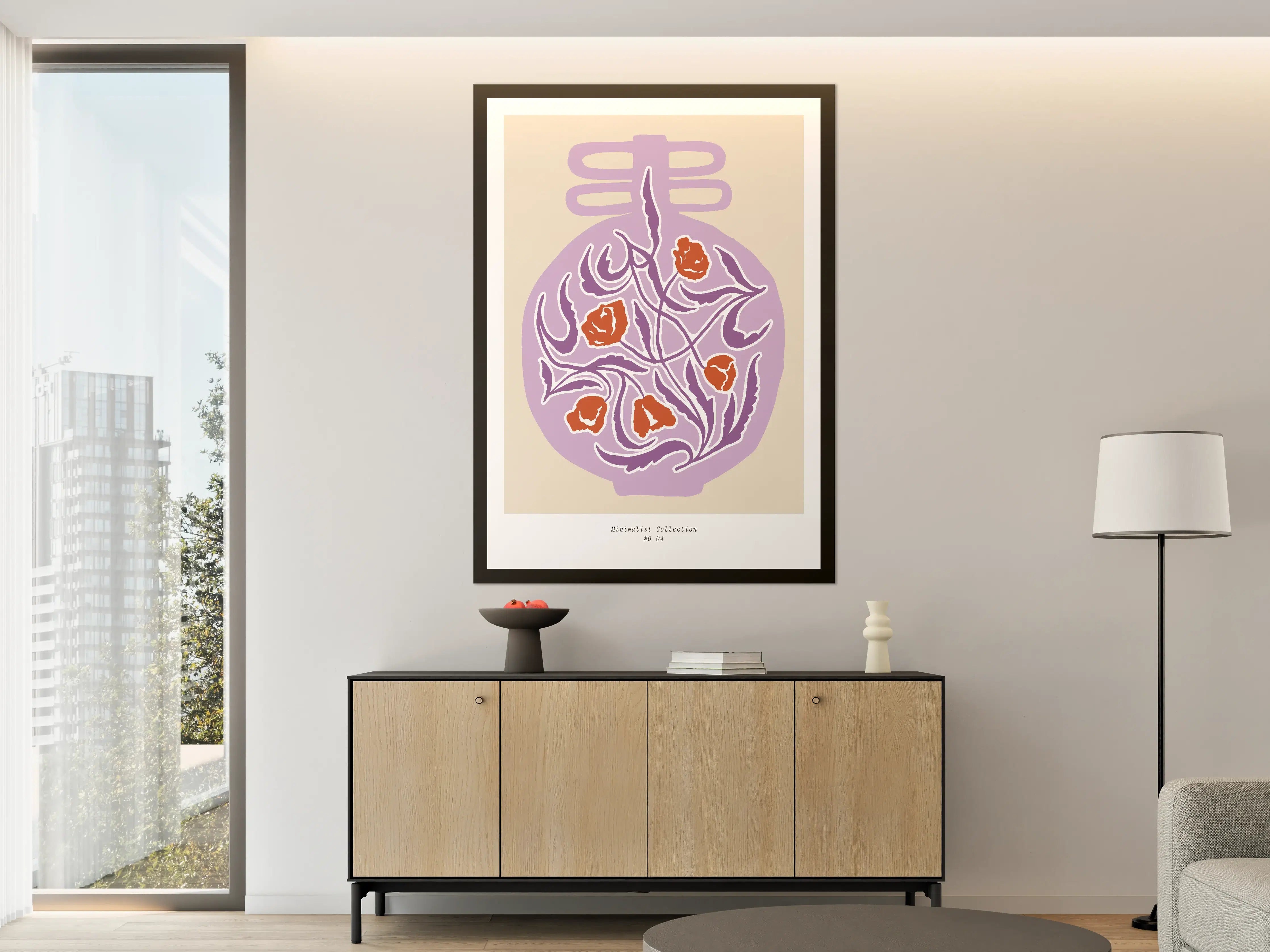 Große Wandbilder - Minimalistisches Flaschen-Design mit Tulpen