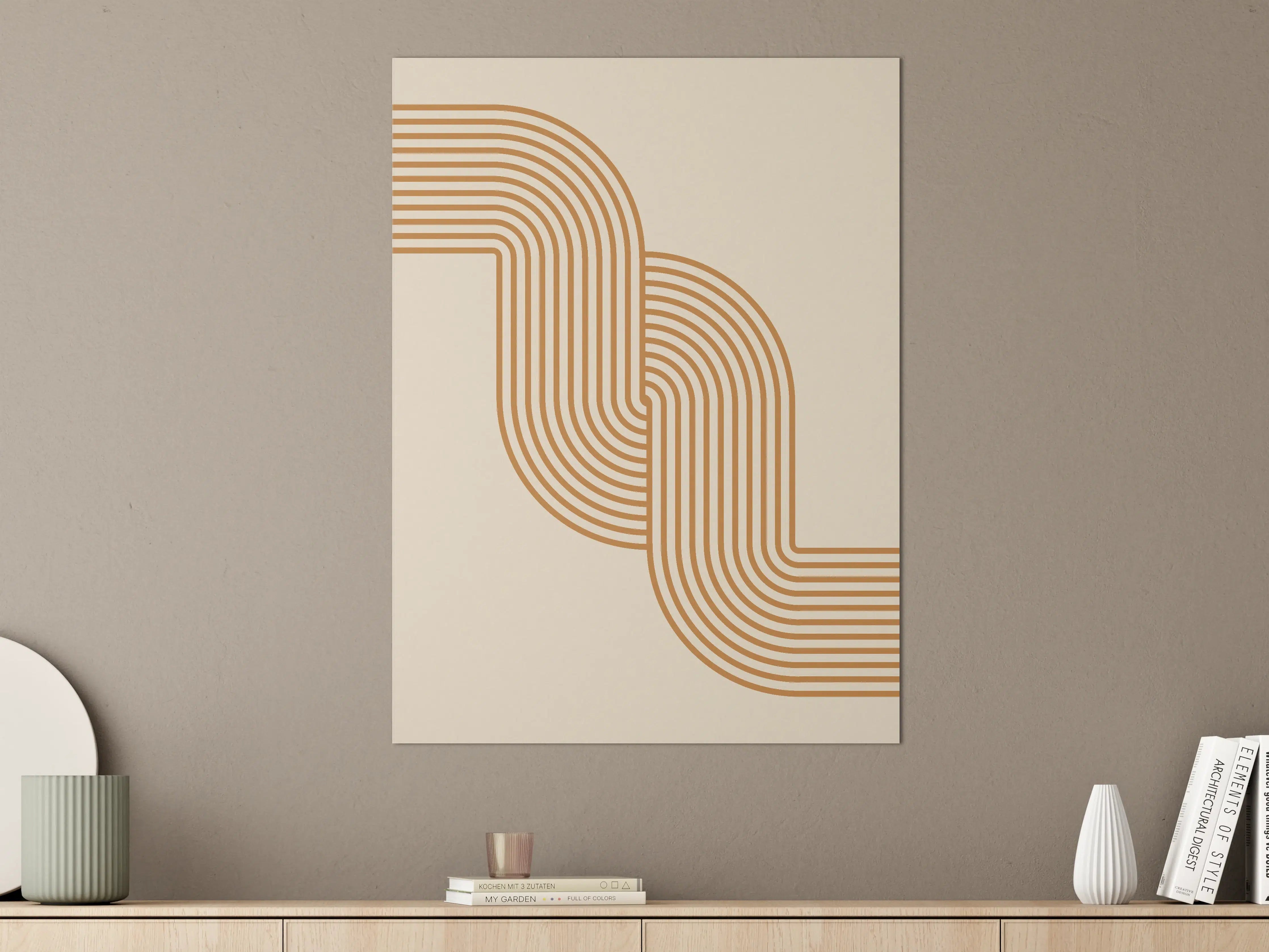 Große Wandbilder - Minimalistisches Linienmuster in Braun