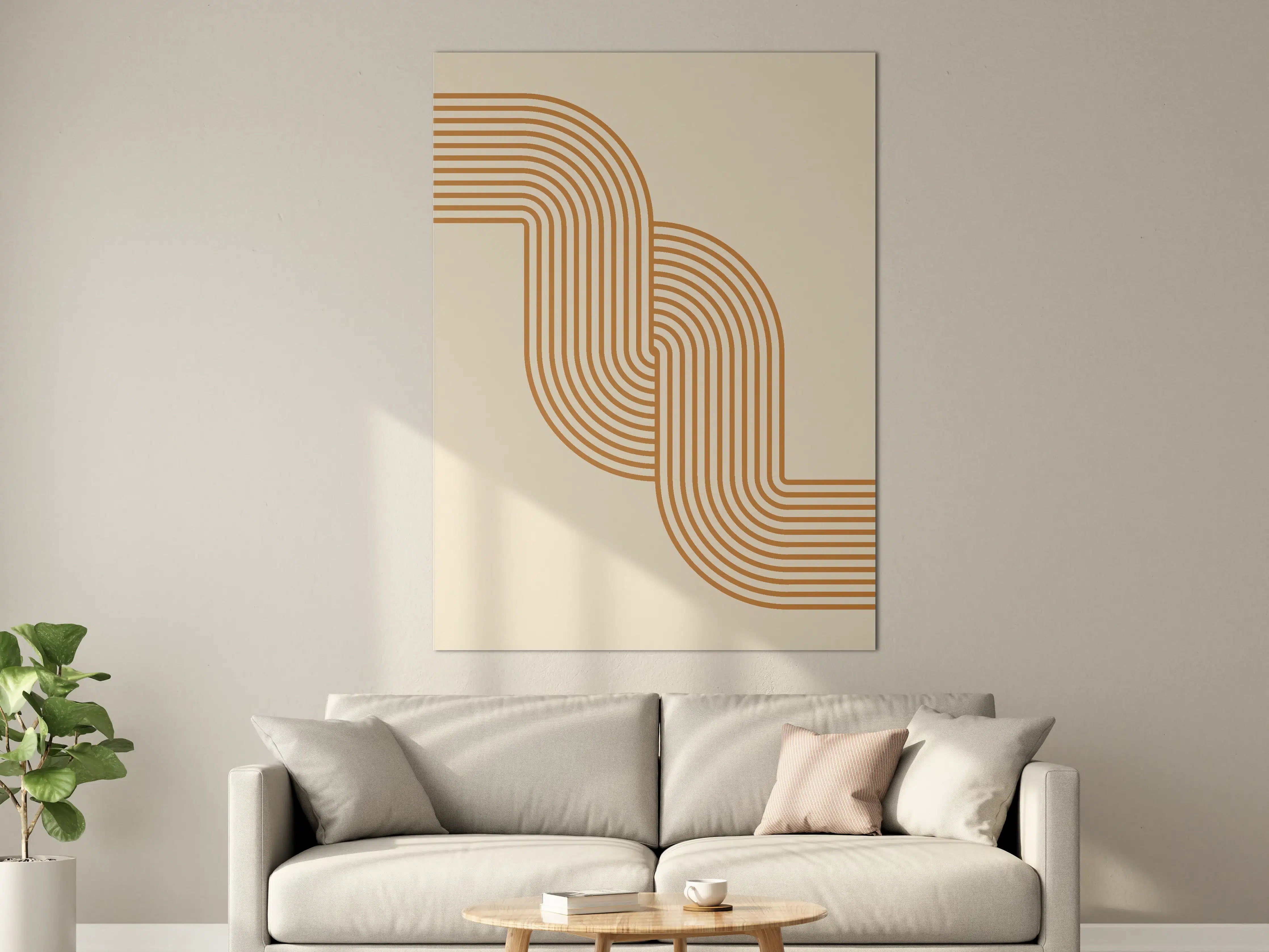 Große Wandbilder - Minimalistisches Linienmuster in Braun