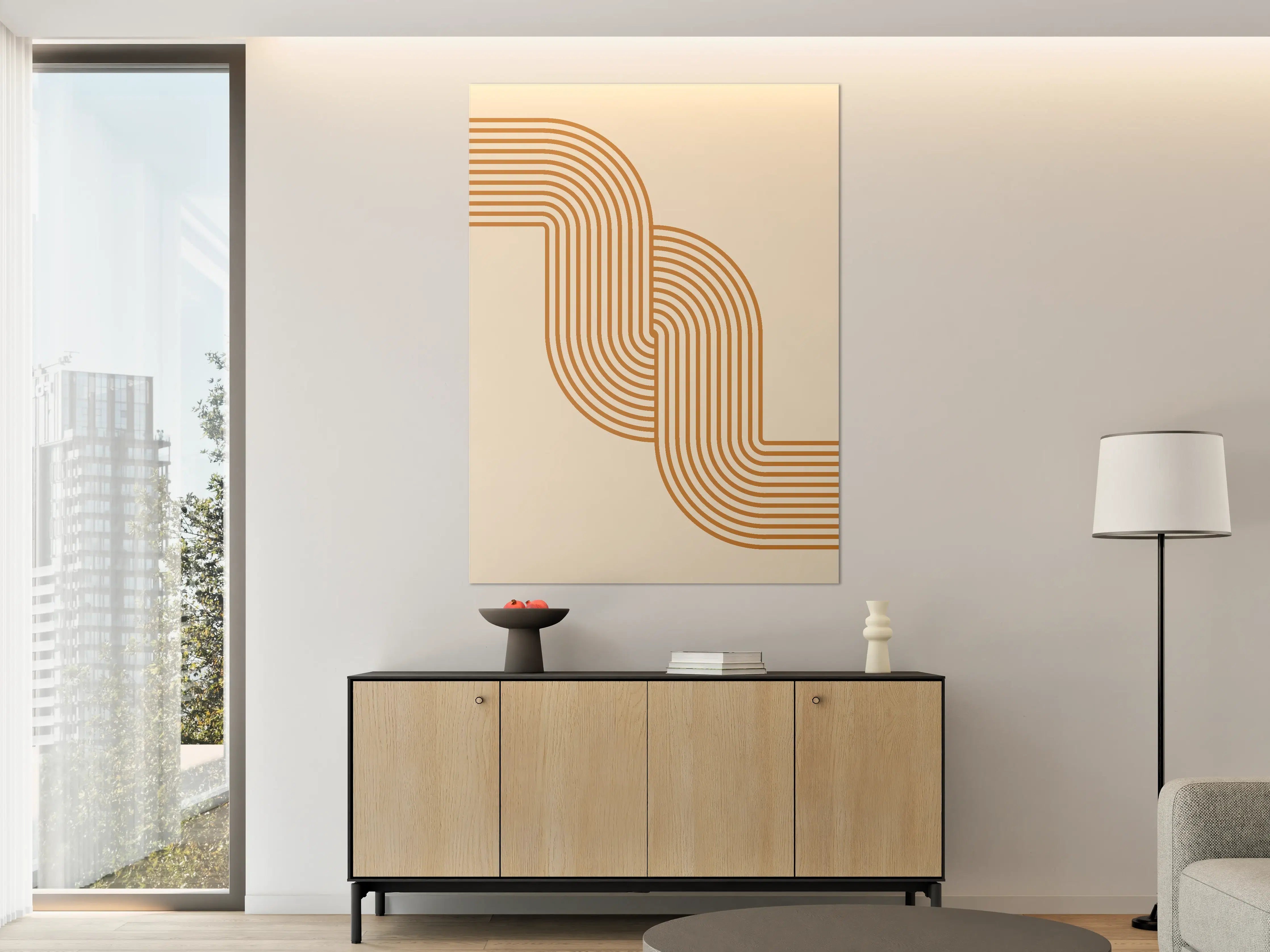 Große Wandbilder - Minimalistisches Linienmuster in Braun