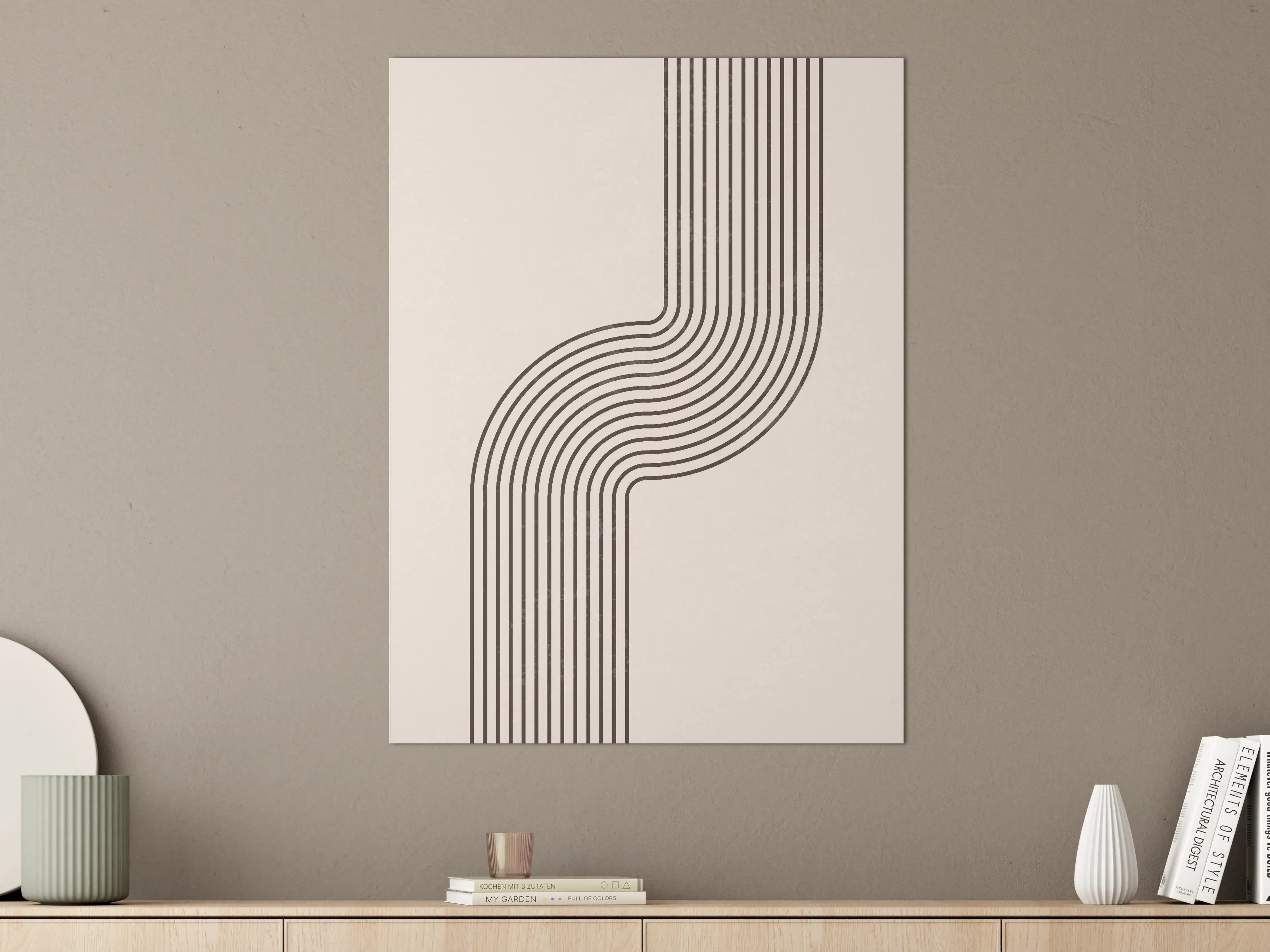 Große Wandbilder - Minimalistisches Linienmuster in Schwarz