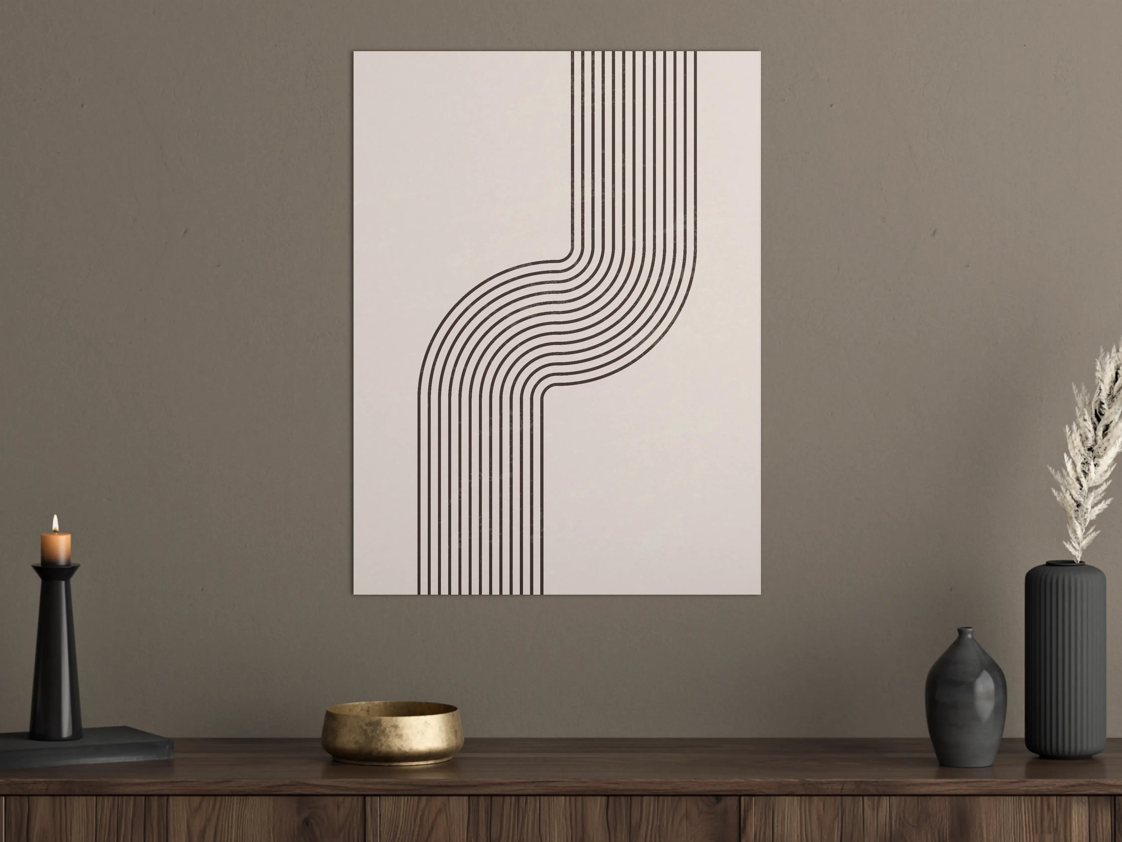 Große Wandbilder - Minimalistisches Linienmuster in Schwarz