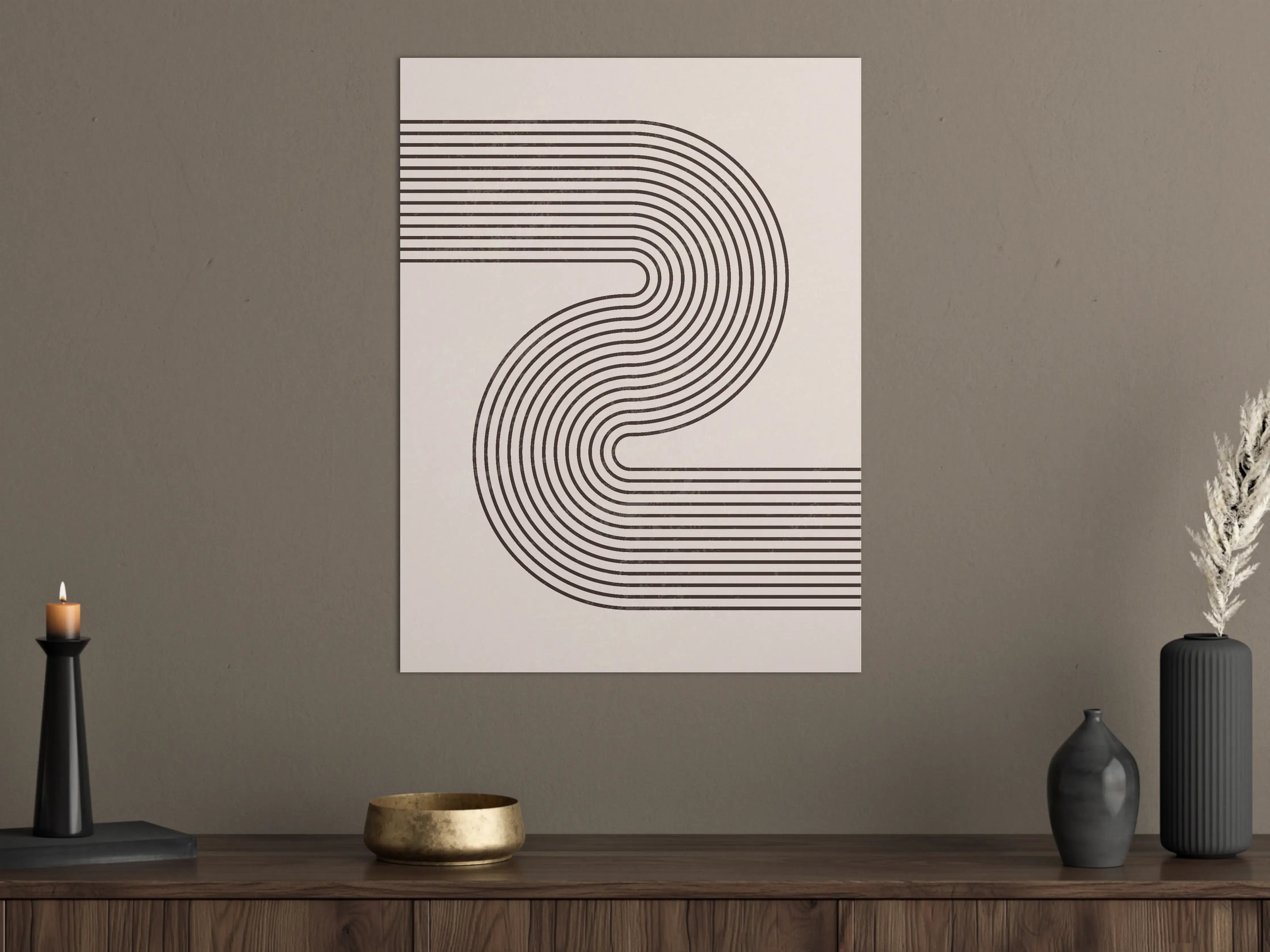 Große Wandbilder - Minimalistisches Linienmuster in Schwarz-Weiß