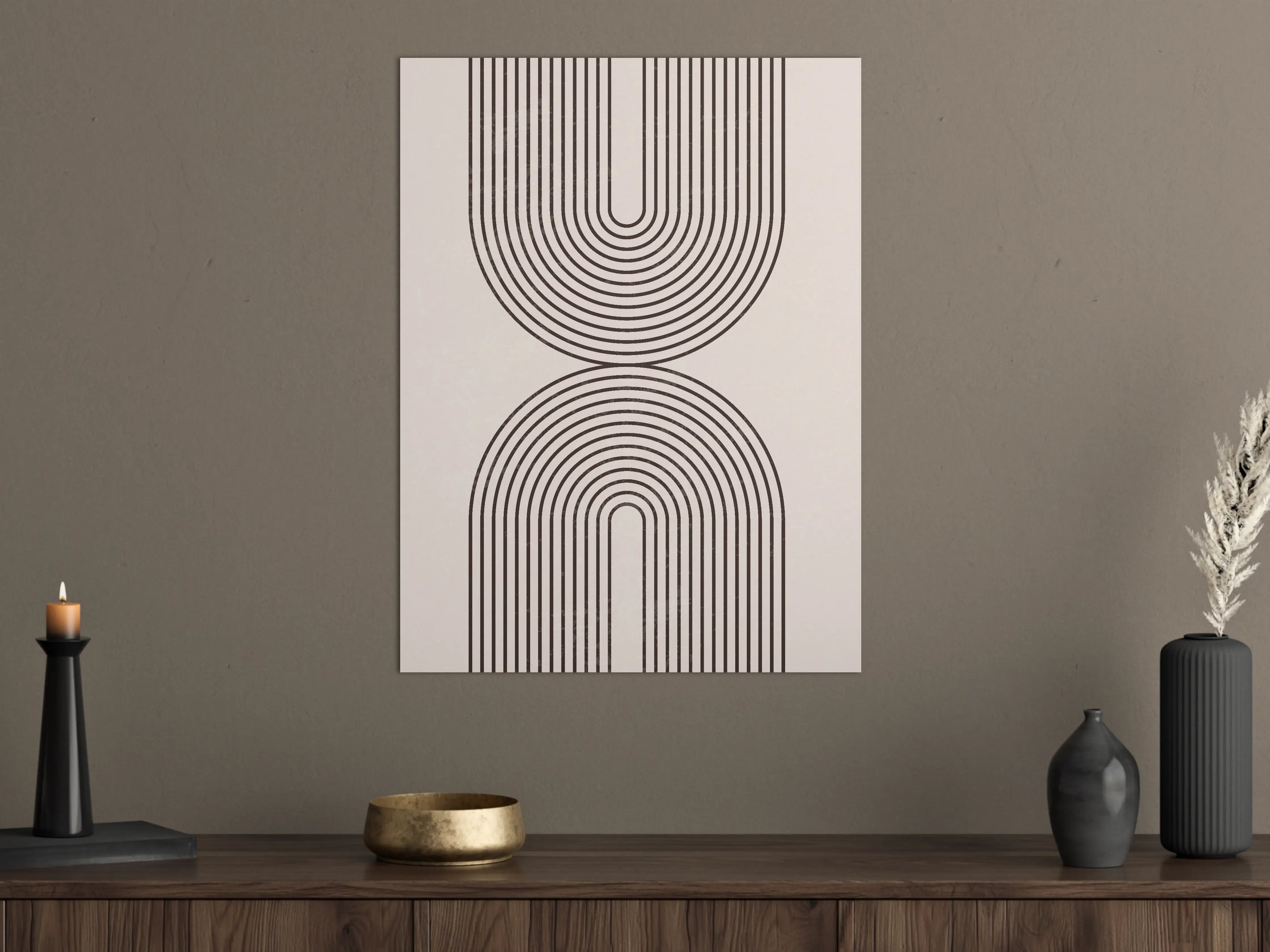 Große Wandbilder - Minimalistisches Linienmuster in Schwarz und Weiß