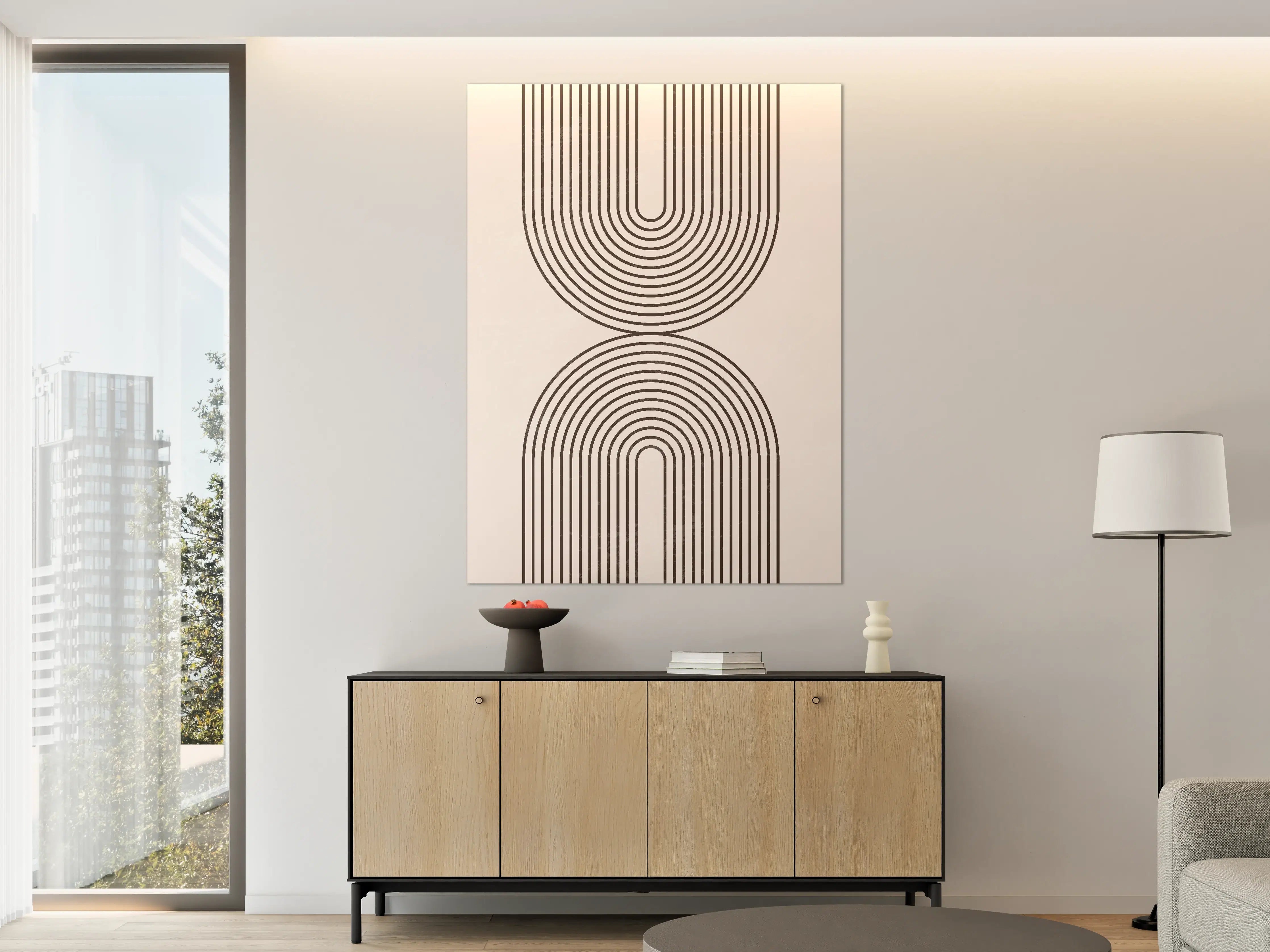 Große Wandbilder - Minimalistisches Linienmuster in Schwarz und Weiß