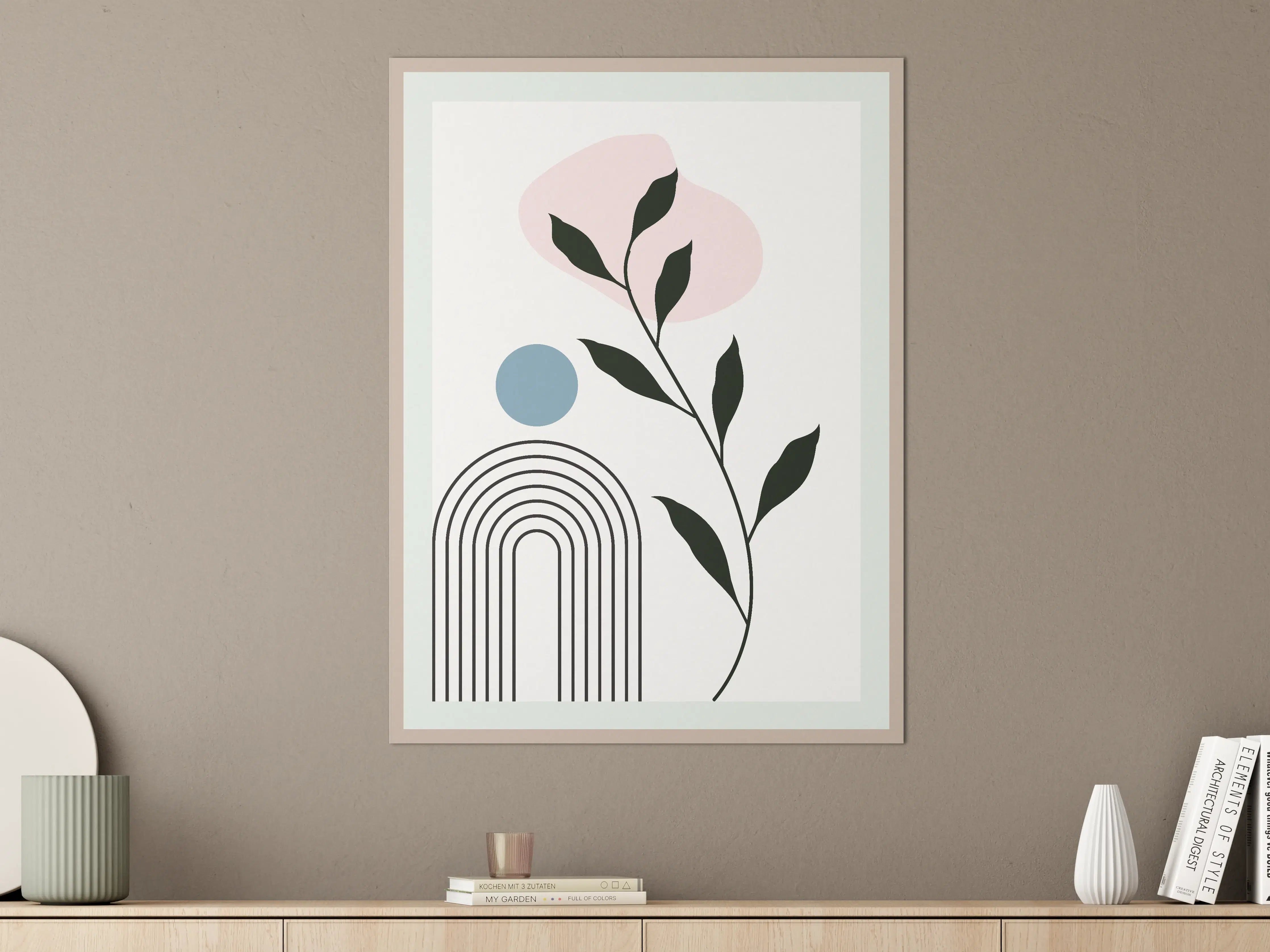 Große Wandbilder - Minimalistisches Natur-Design in Pastellfarben