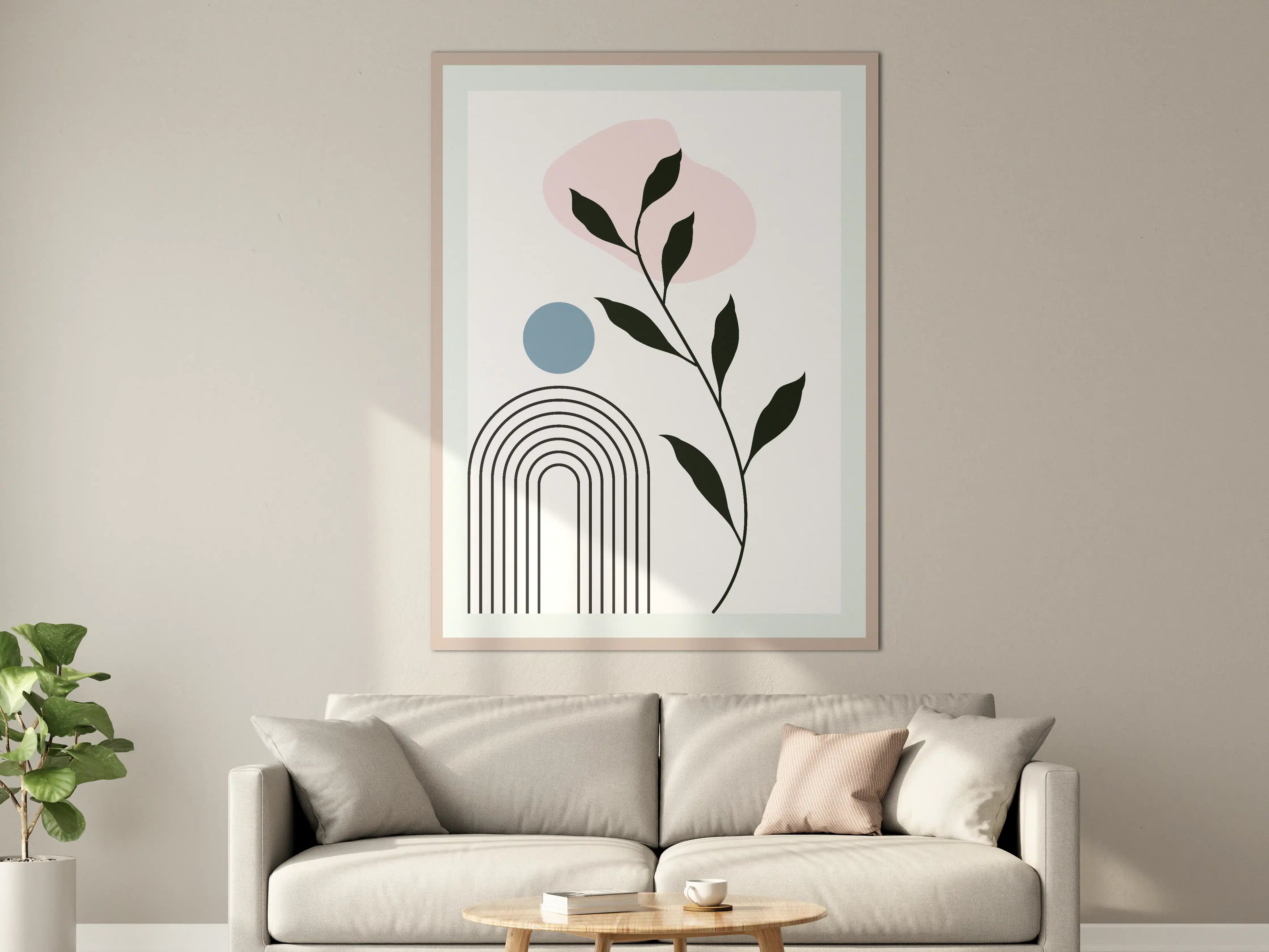Große Wandbilder - Minimalistisches Natur-Design in Pastellfarben