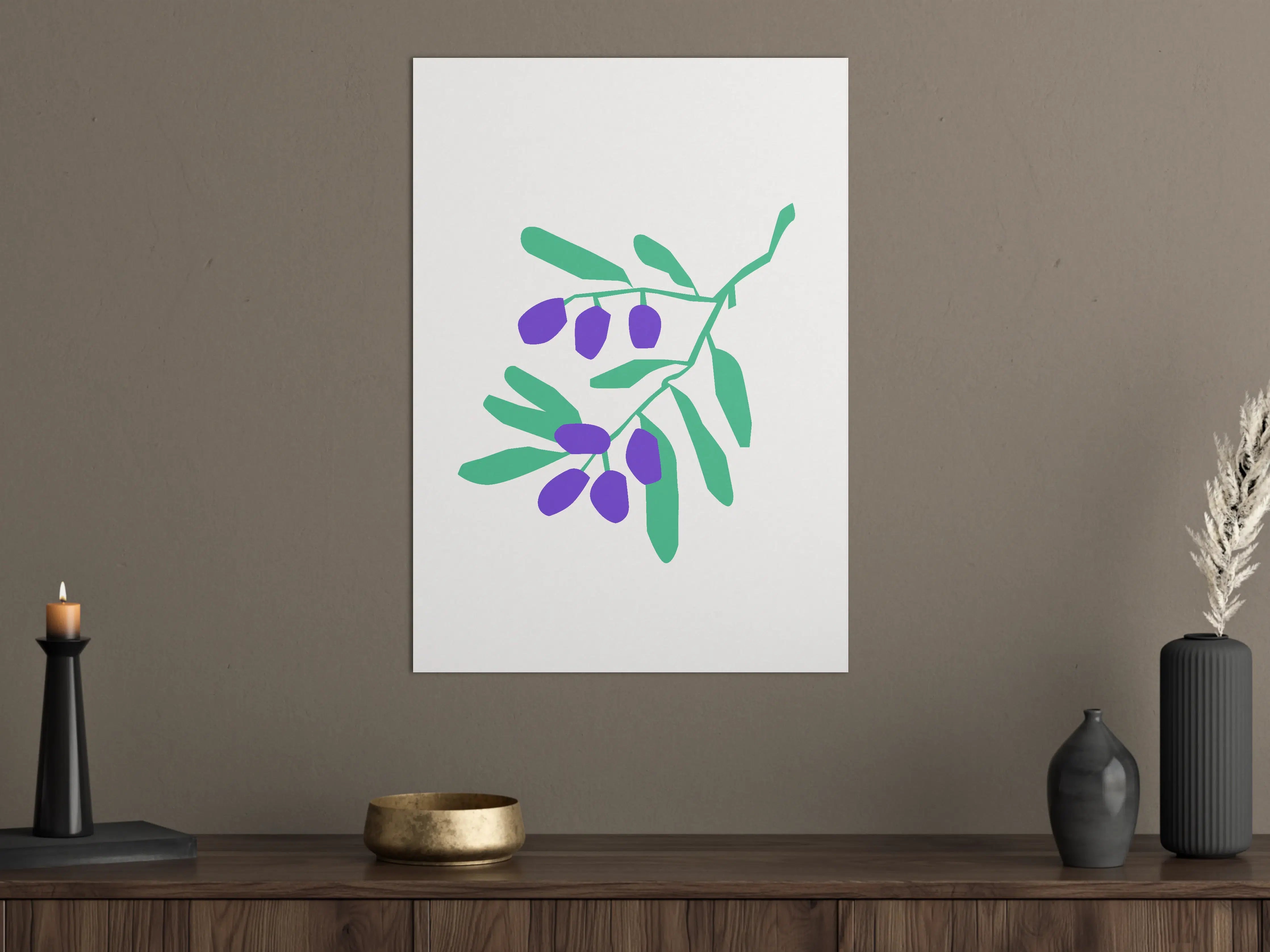 Große Wandbilder - Minimalistisches Olivenzweig-Wandbild