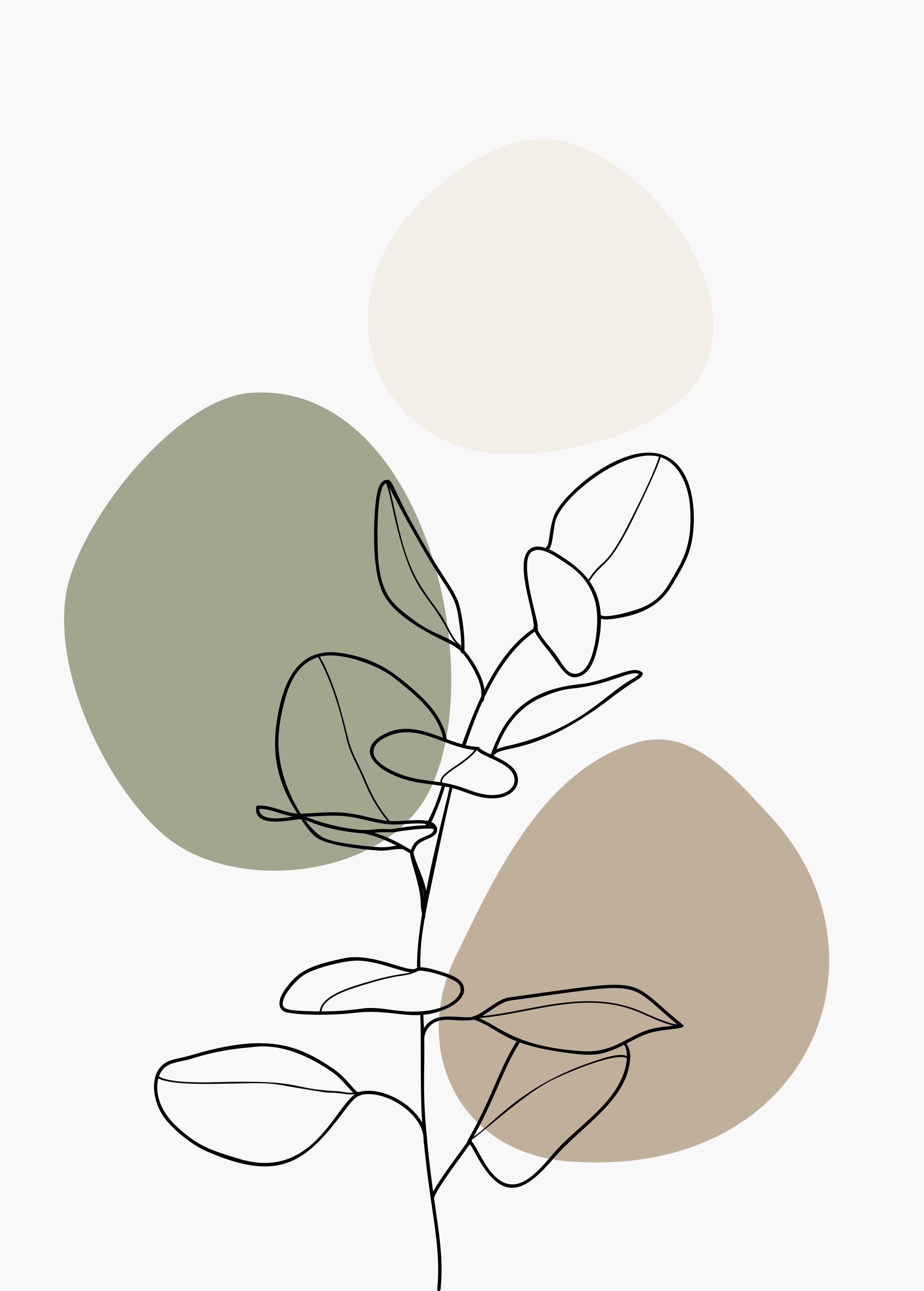 Große Wandbilder-Minimalistisches Pflanzen-Design in Erdnuancen