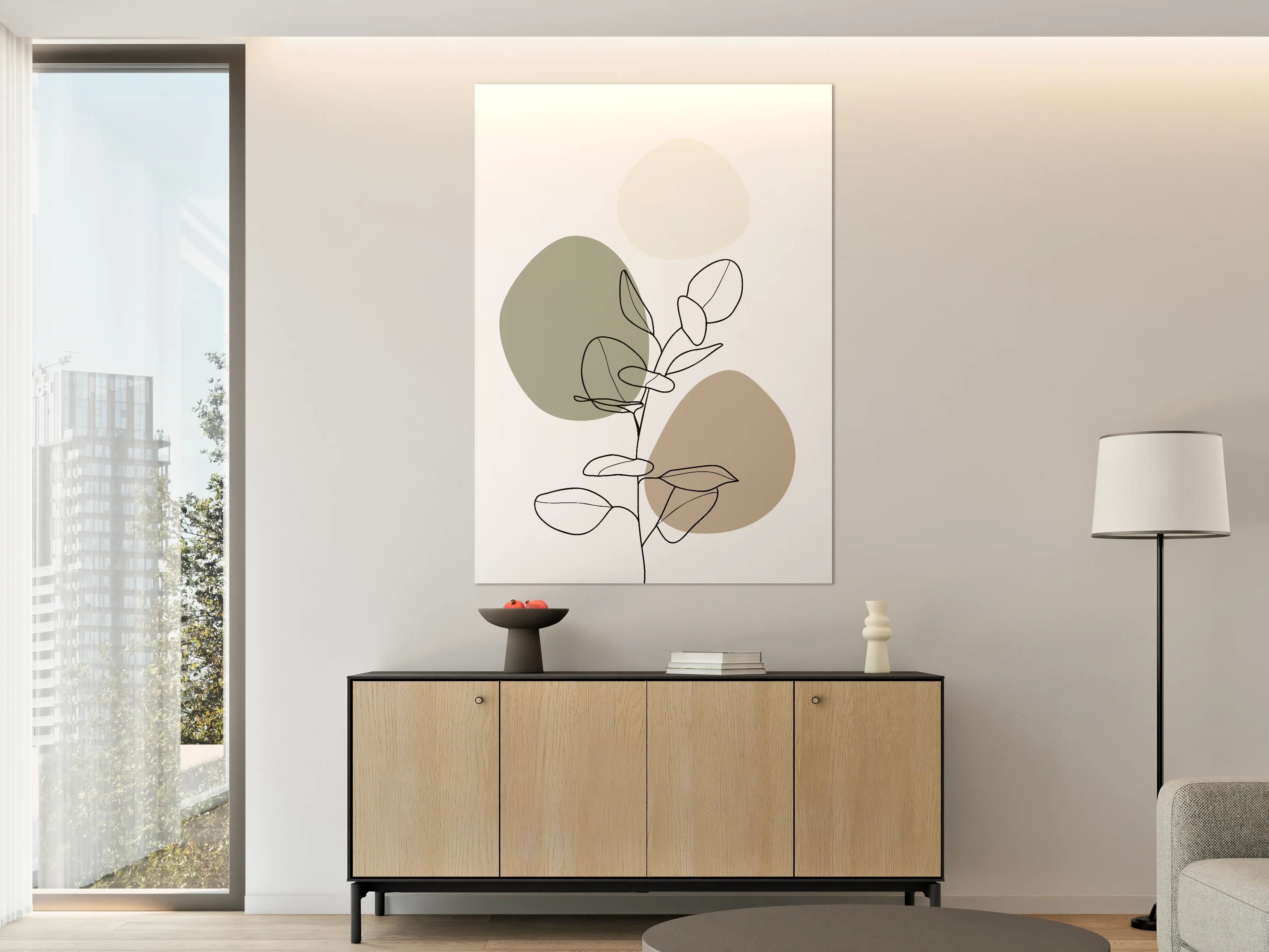 Große Wandbilder - Minimalistisches Pflanzen-Design in Erdnuancen