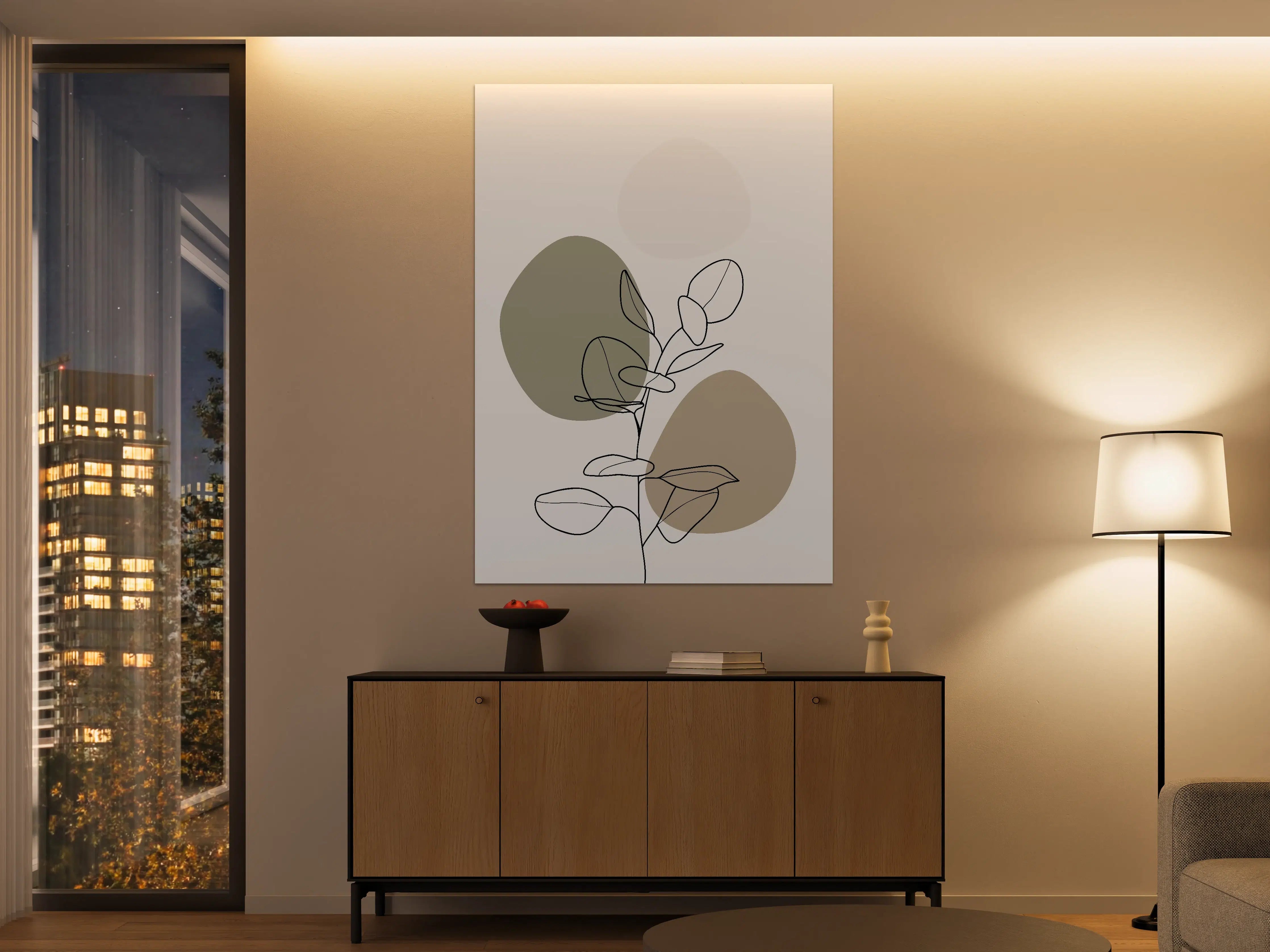 Große Wandbilder - Minimalistisches Pflanzen-Design in Erdnuancen