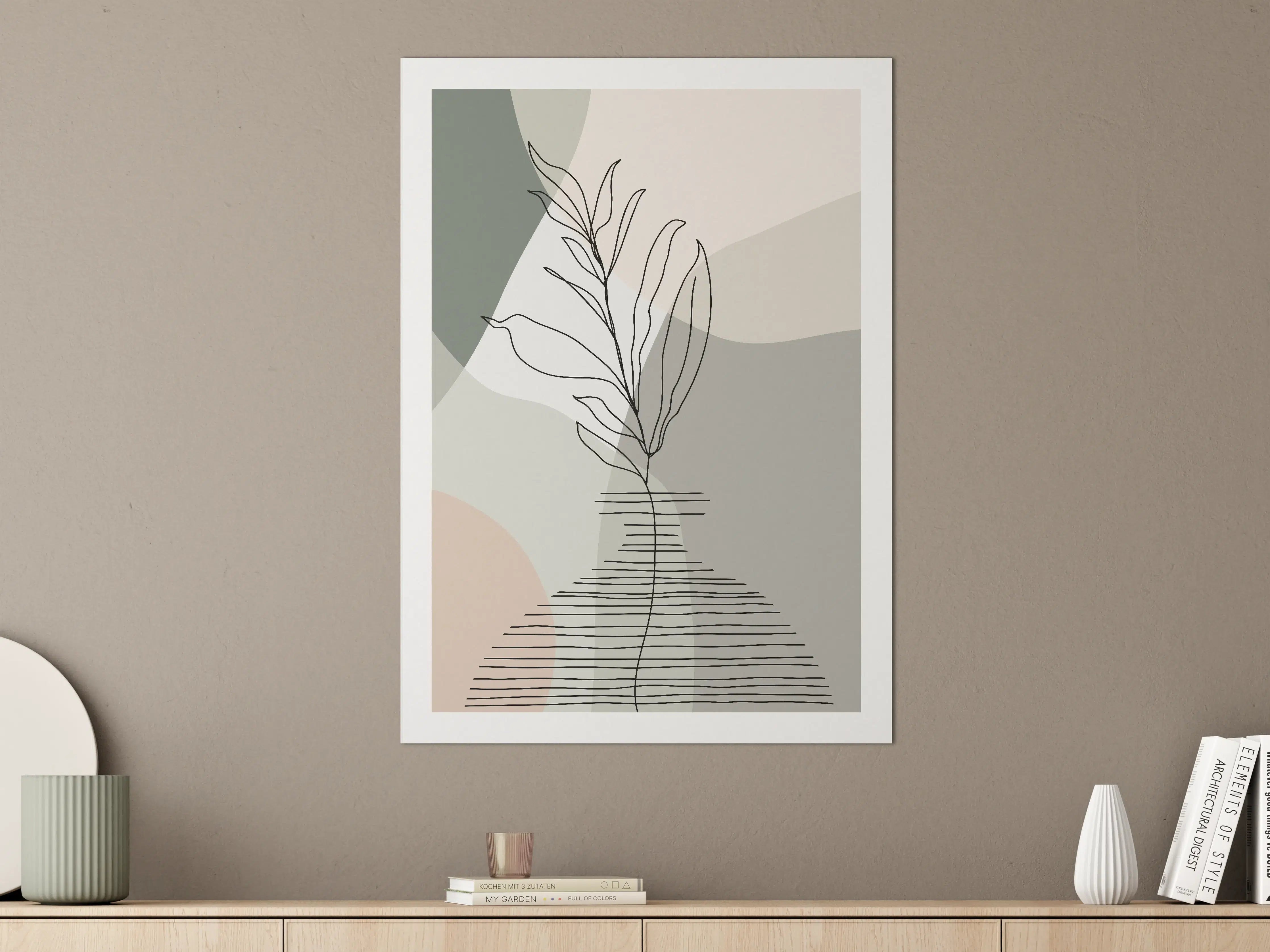 Große Wandbilder - Minimalistisches Pflanzen-Design in sanften Tönen