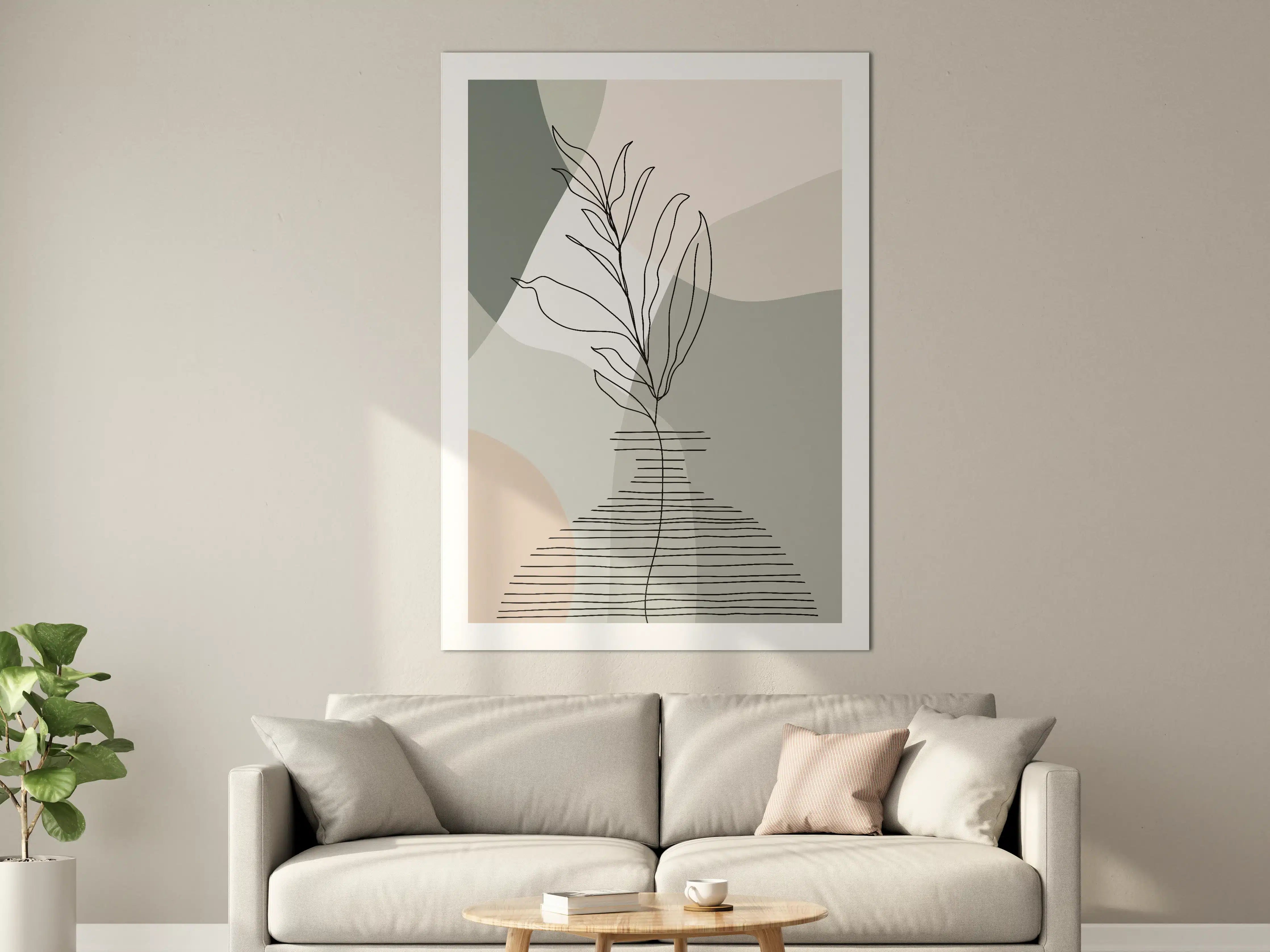Große Wandbilder - Minimalistisches Pflanzen-Design in sanften Tönen