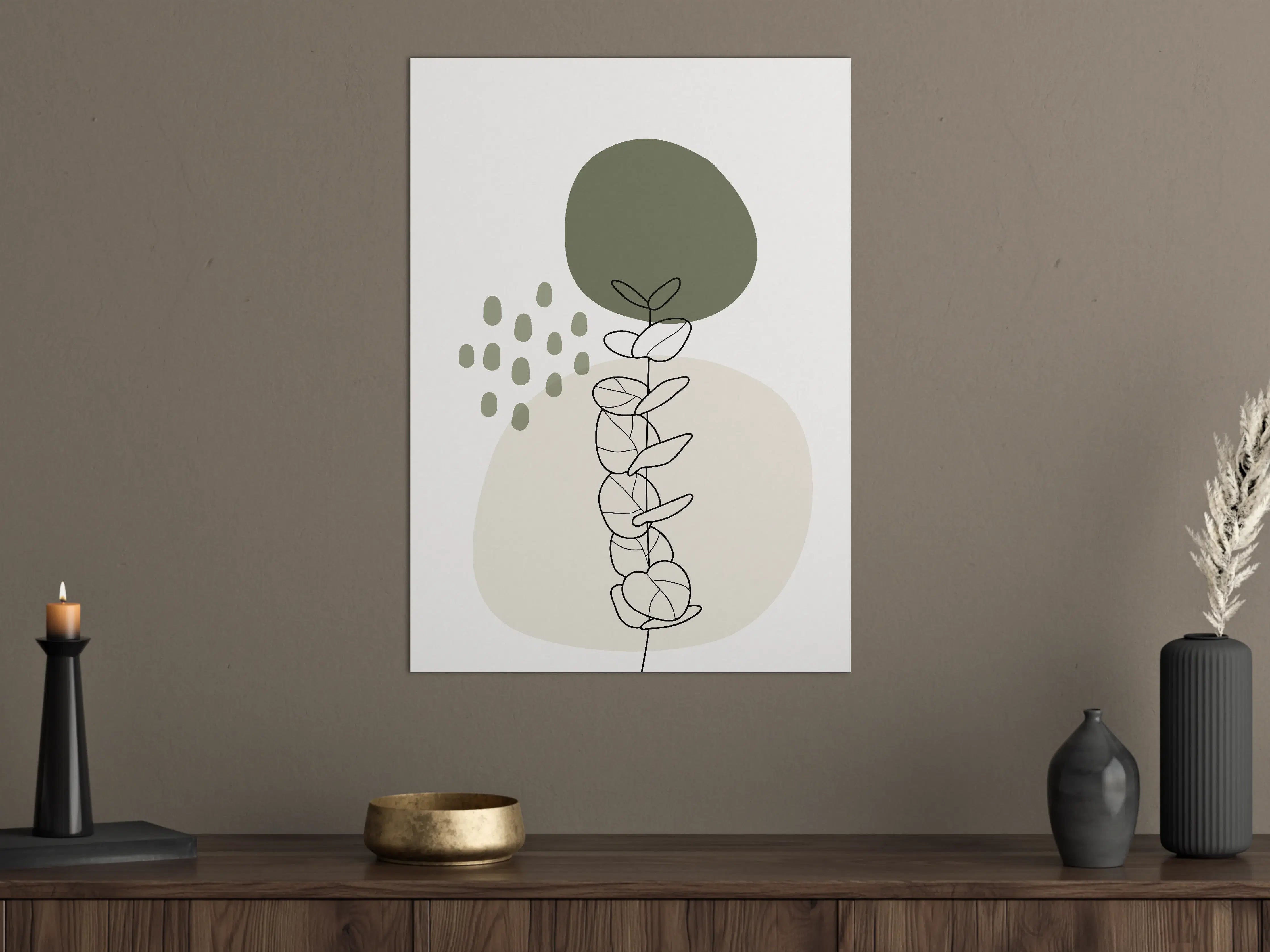 Große Wandbilder - Minimalistisches Pflanzenmotiv in Erdtönen
