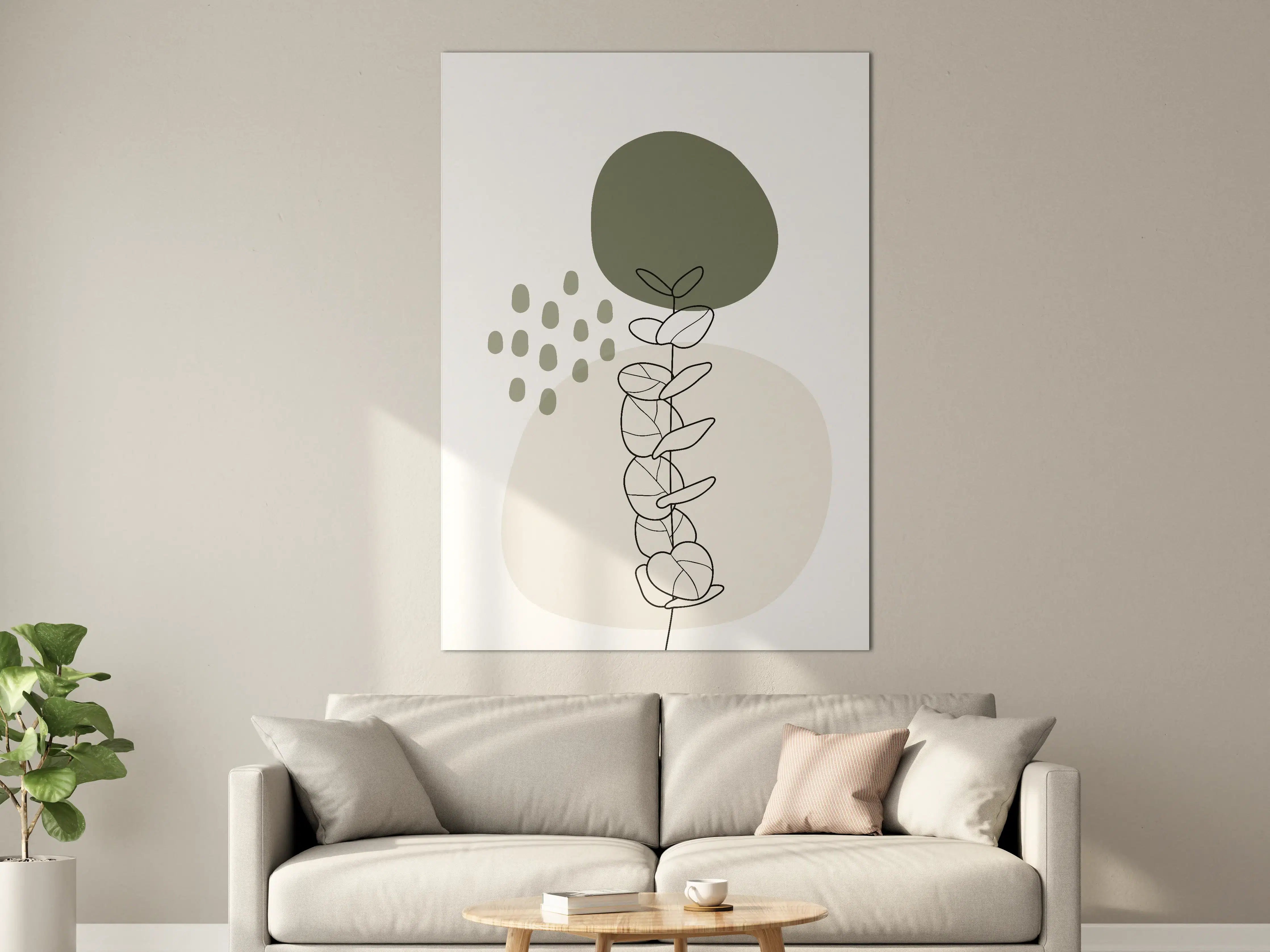 Große Wandbilder - Minimalistisches Pflanzenmotiv in Erdtönen