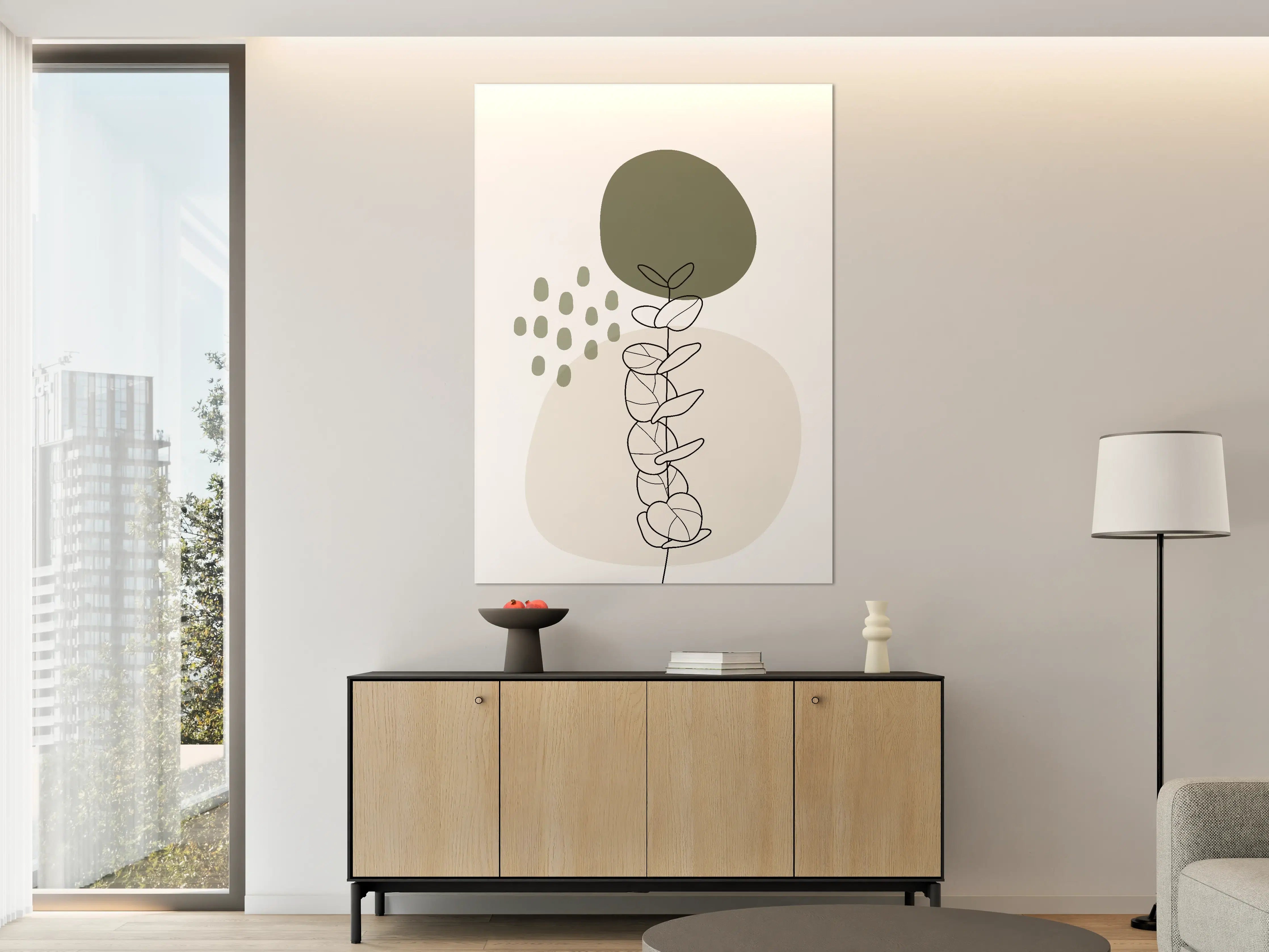 Große Wandbilder - Minimalistisches Pflanzenmotiv in Erdtönen