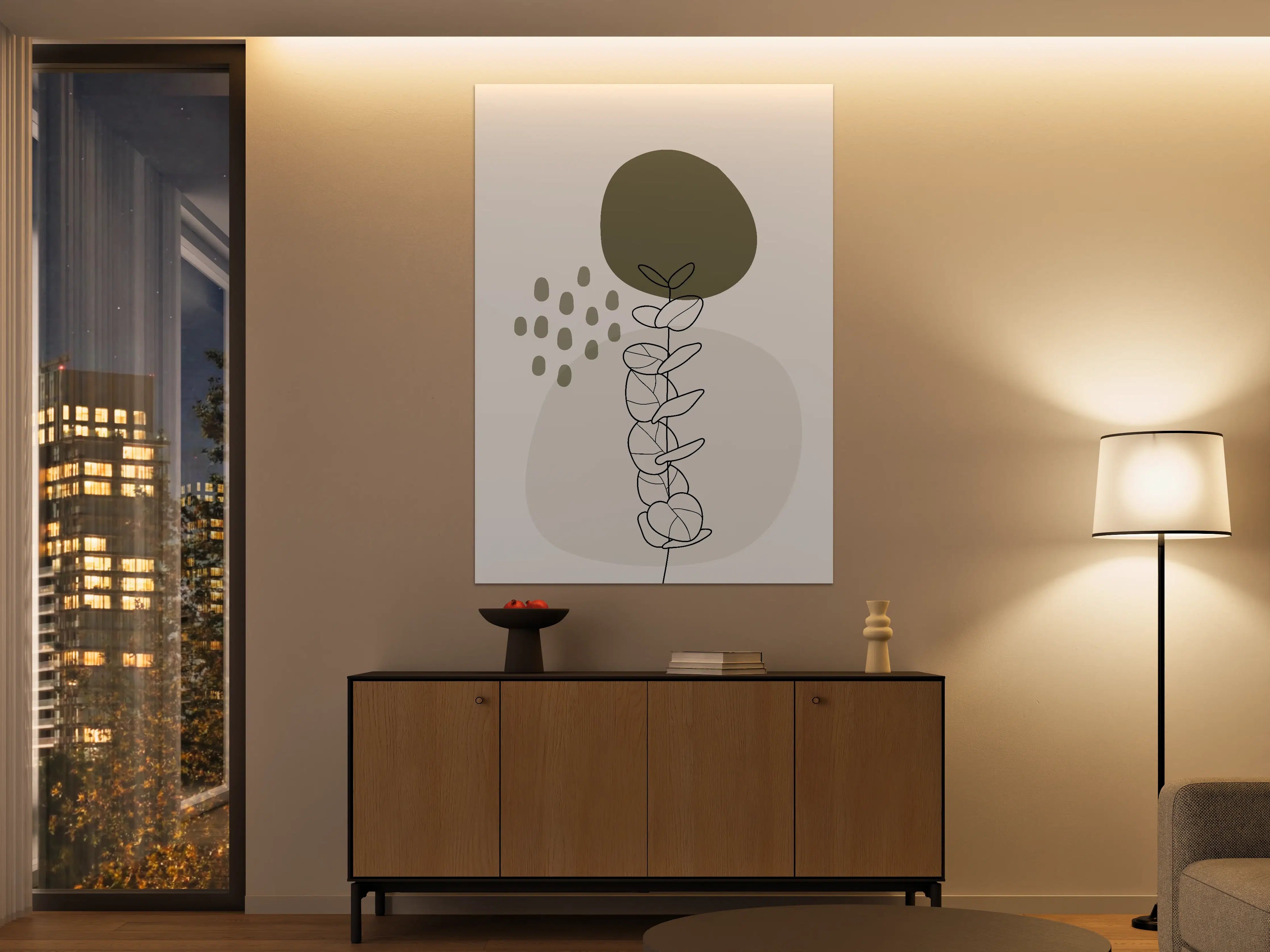 Große Wandbilder - Minimalistisches Pflanzenmotiv in Erdtönen