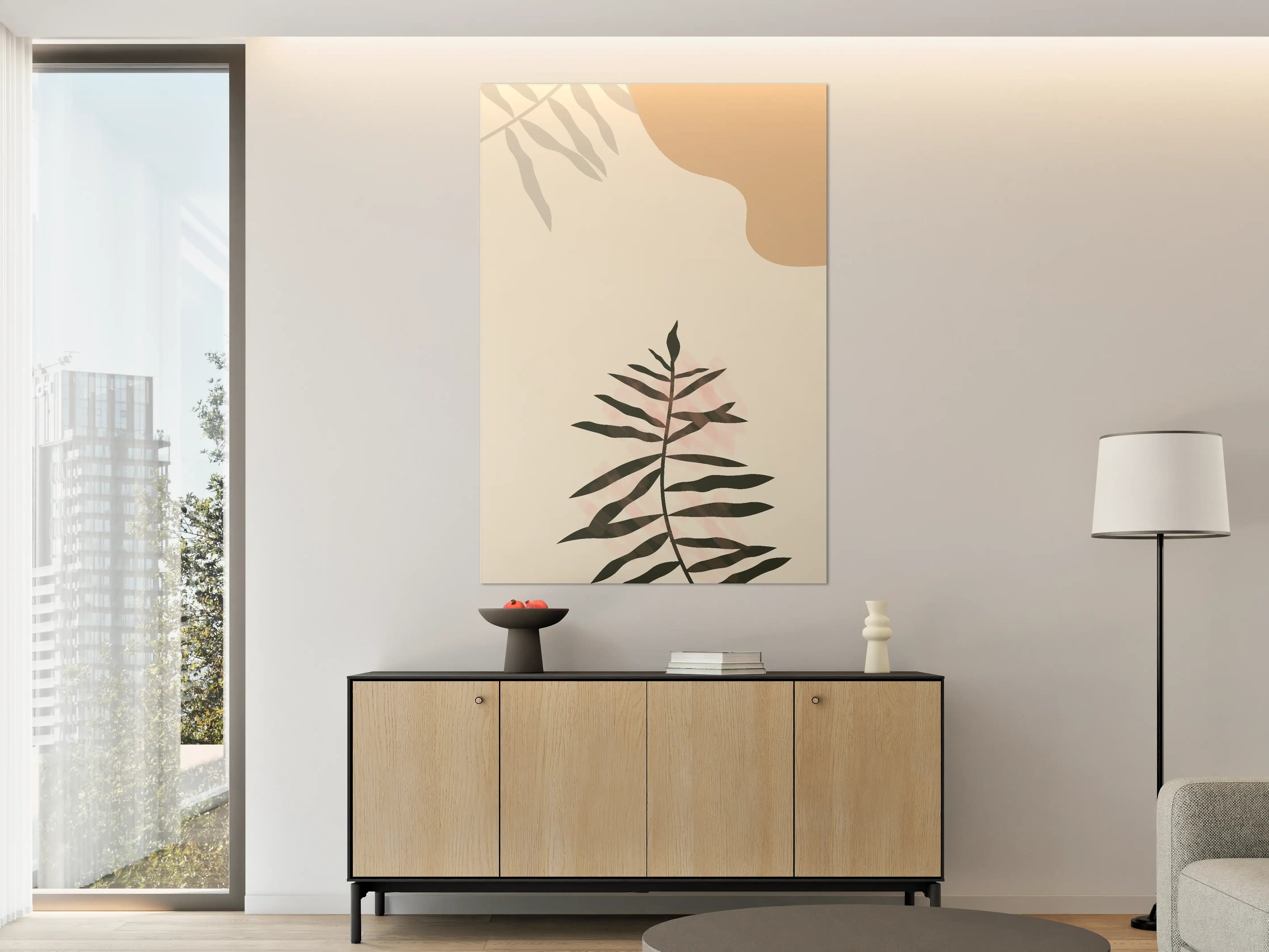 Große Wandbilder - Minimalistisches Pflanzenmotiv in Sanften Erdtönen