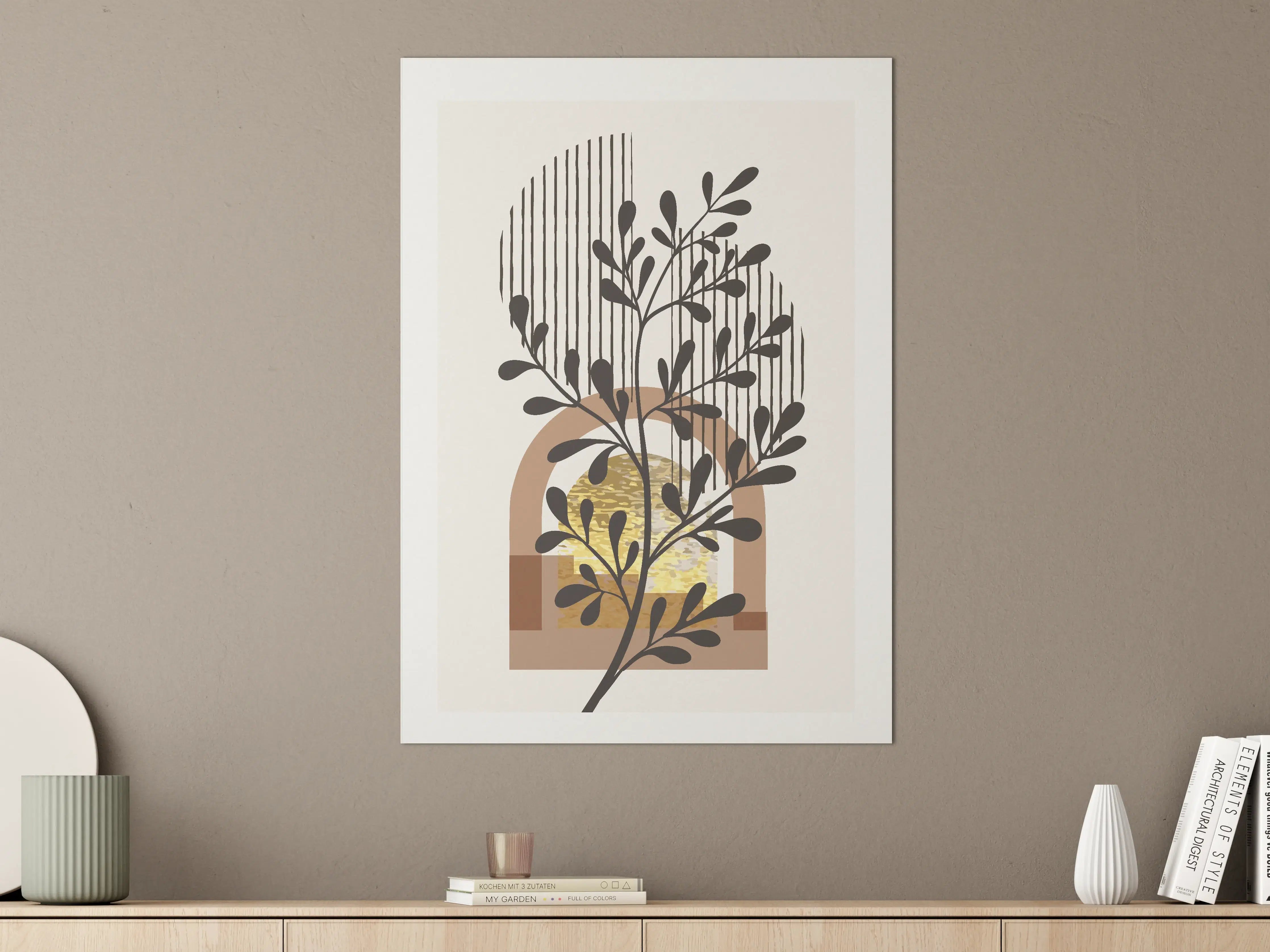 Große Wandbilder - Minimalistisches Pflanzenmotiv mit natürlicher Farbpalette