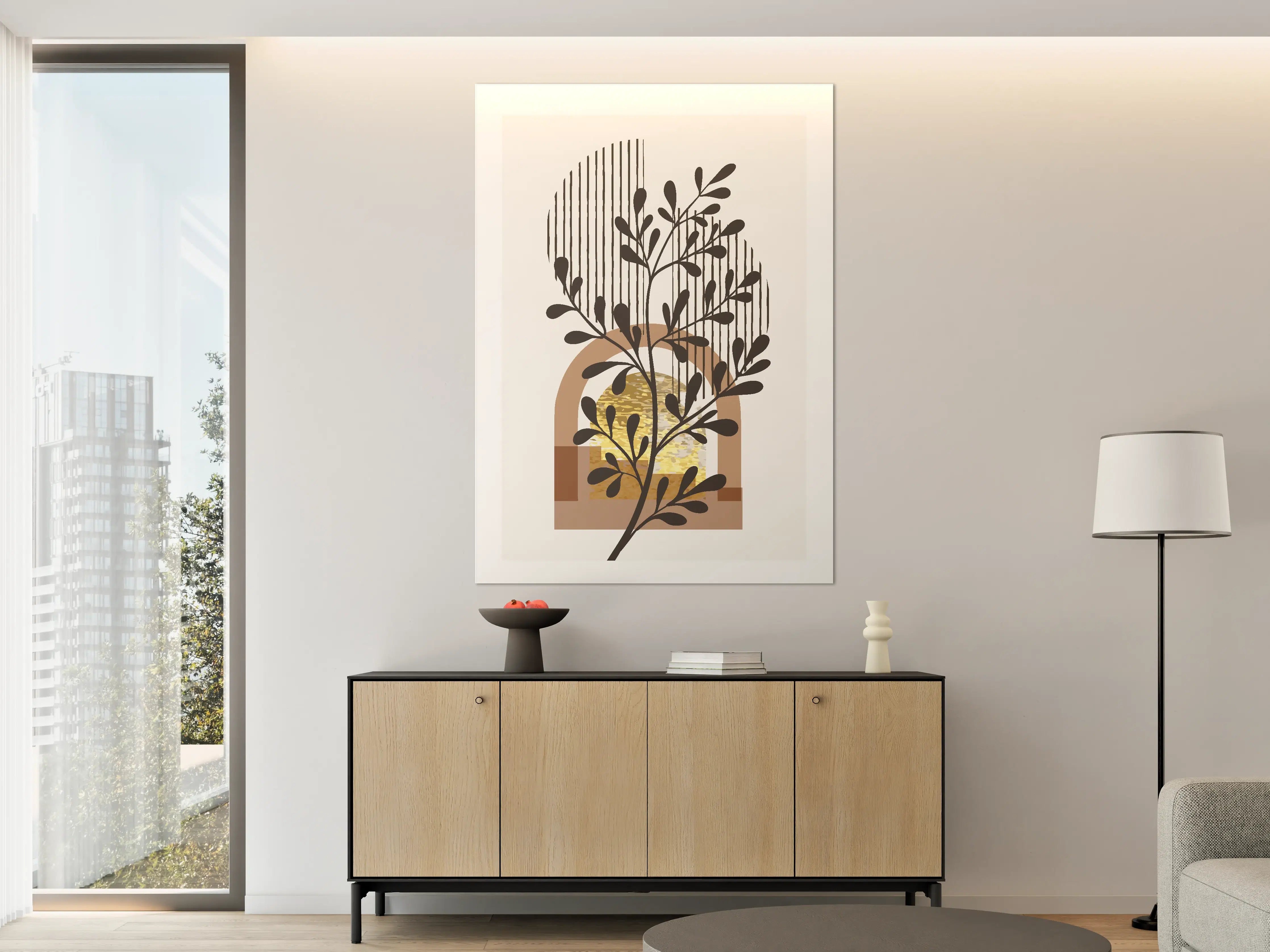 Große Wandbilder - Minimalistisches Pflanzenmotiv mit natürlicher Farbpalette