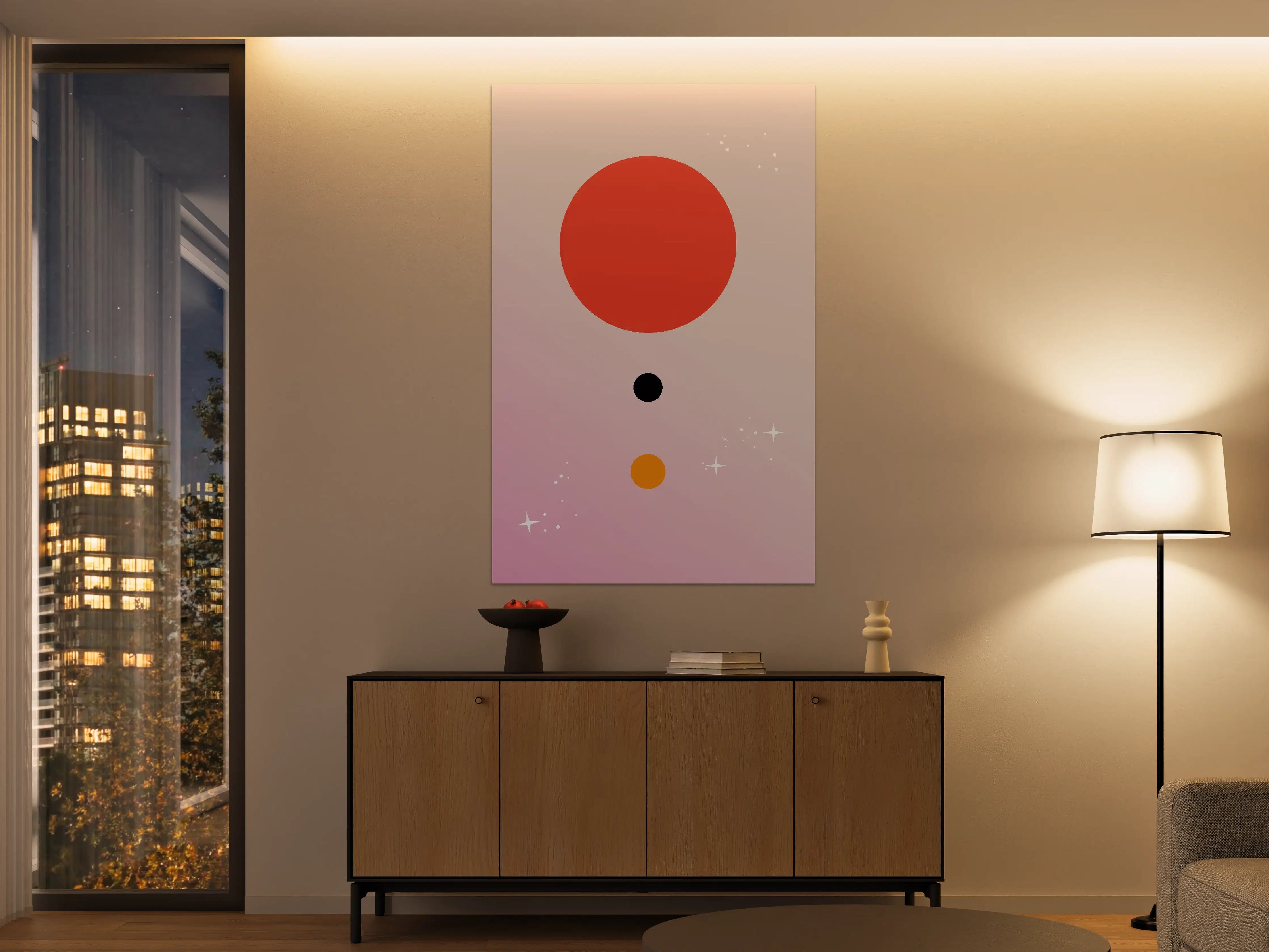 Große Wandbilder - Minimalistisches Planeten-Design in sanften Pastelltönen