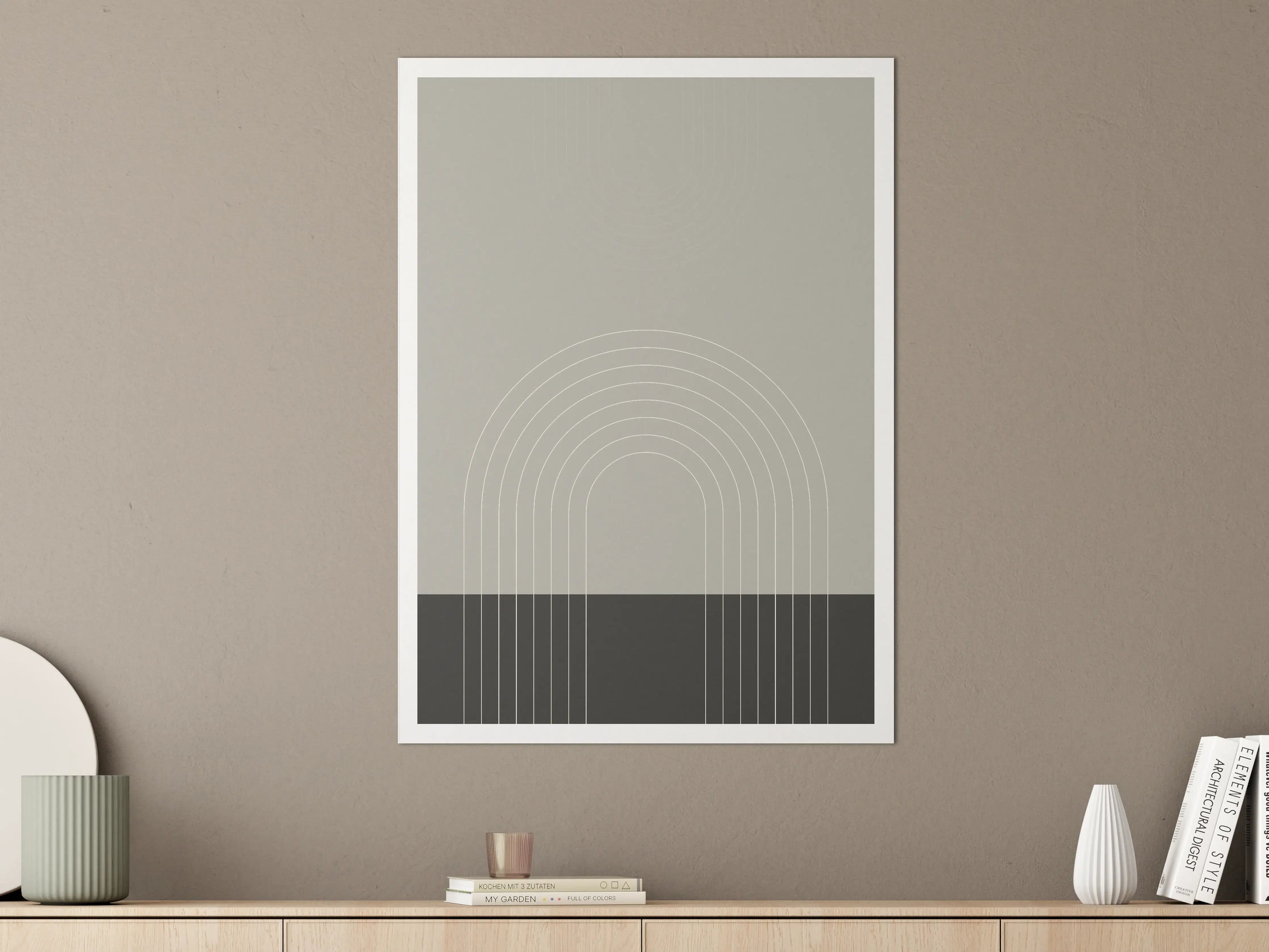 Große Wandbilder - Minimalistisches Regenbogen-Design in Grau-Underton