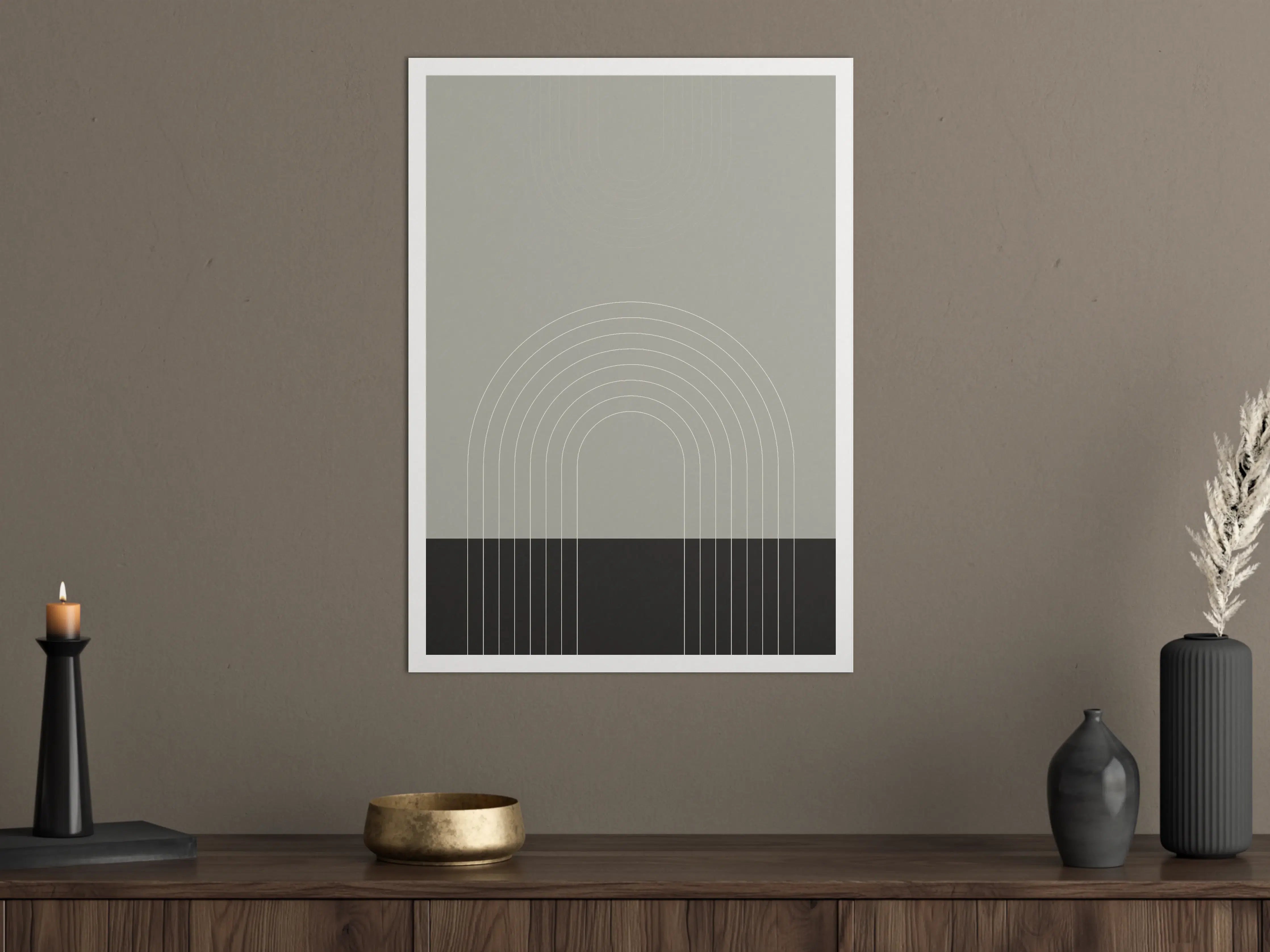 Große Wandbilder - Minimalistisches Regenbogen-Design in Grau-Underton