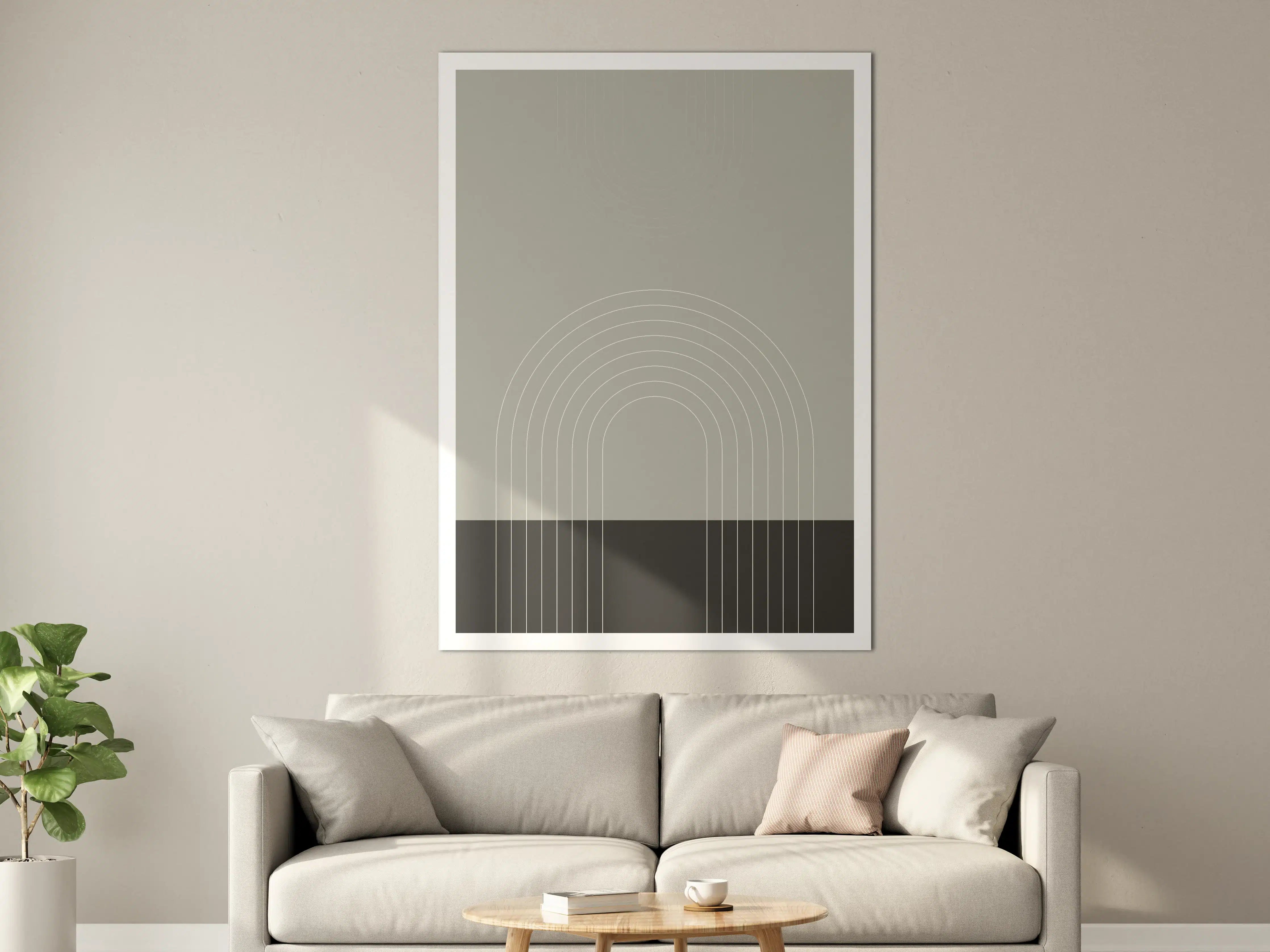 Große Wandbilder - Minimalistisches Regenbogen-Design in Grau-Underton