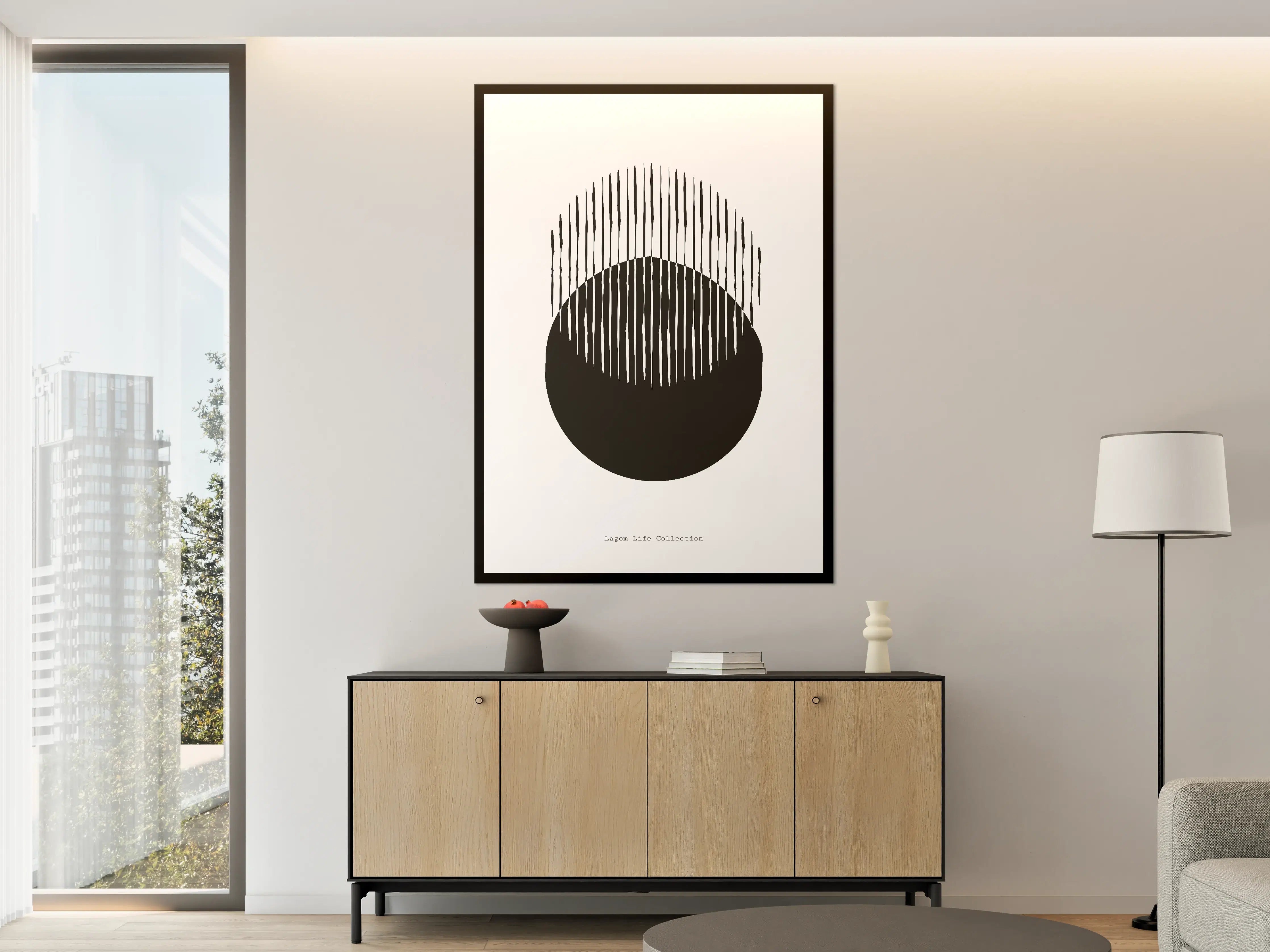 Große Wandbilder - Minimalistisches Schwarz-Weiß-Design mit Linienmuster