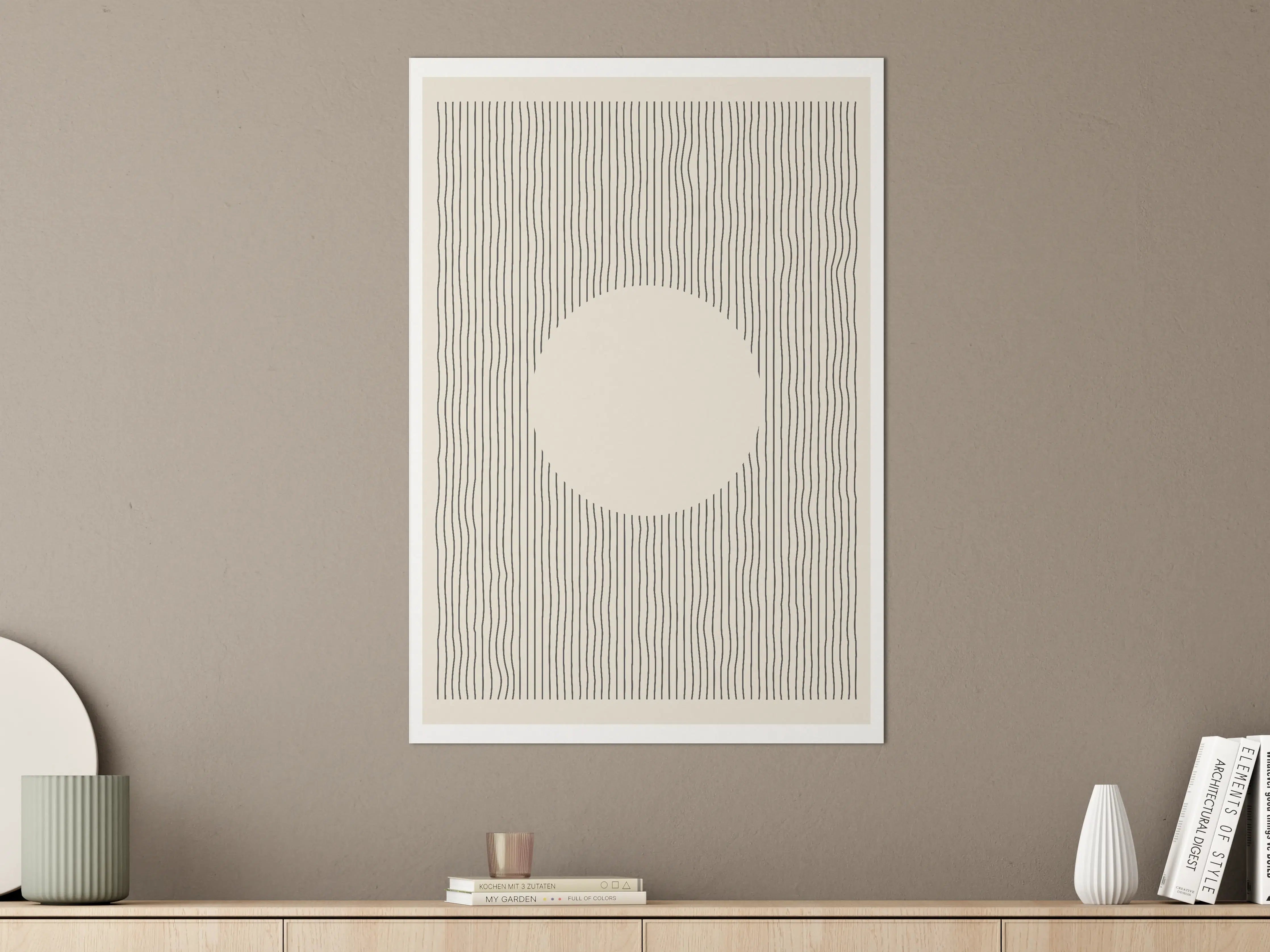 Große Wandbilder - Minimalistisches Sonnen-Design in Schwarz-Weiß