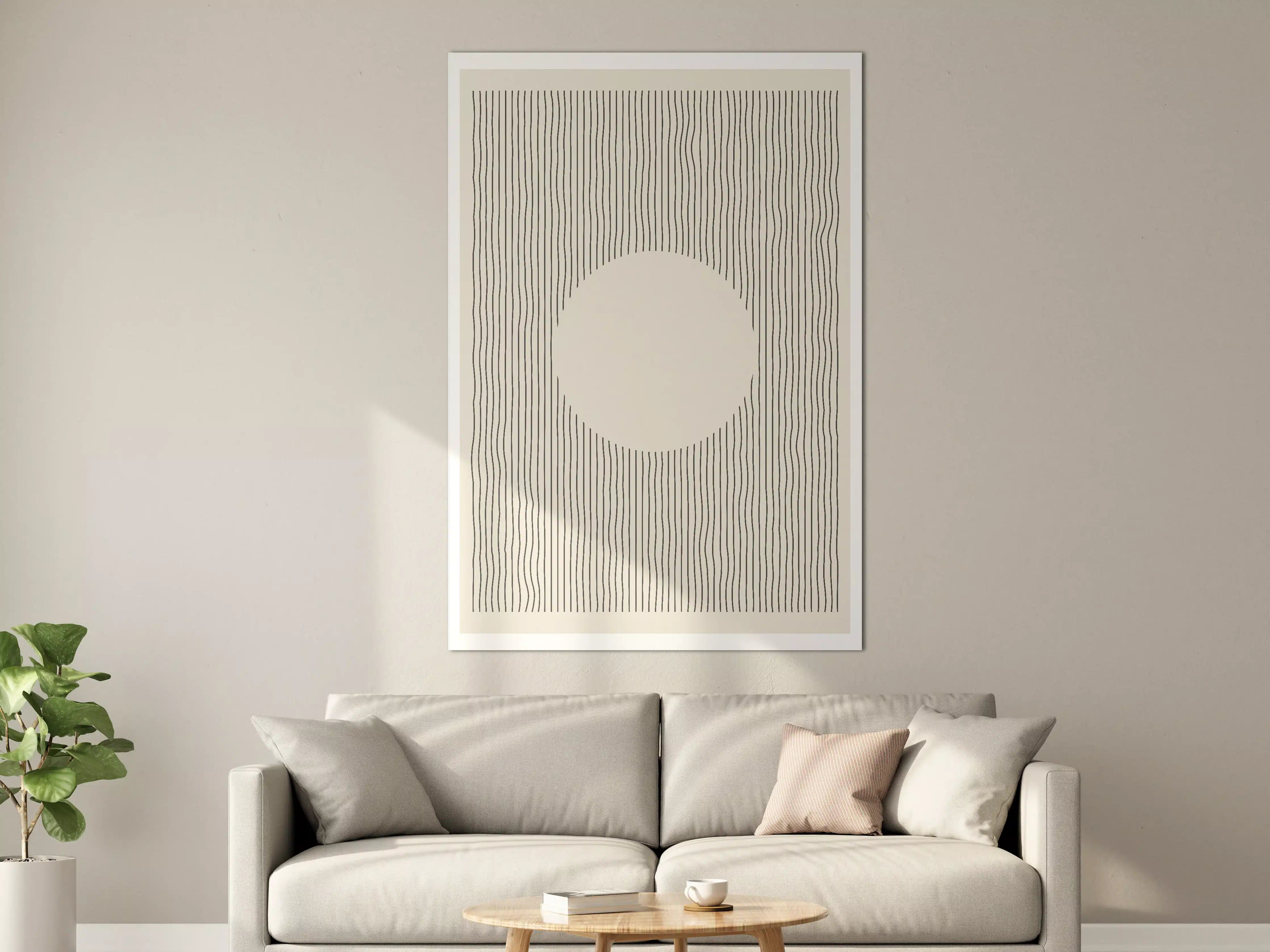 Große Wandbilder - Minimalistisches Sonnen-Design in Schwarz-Weiß