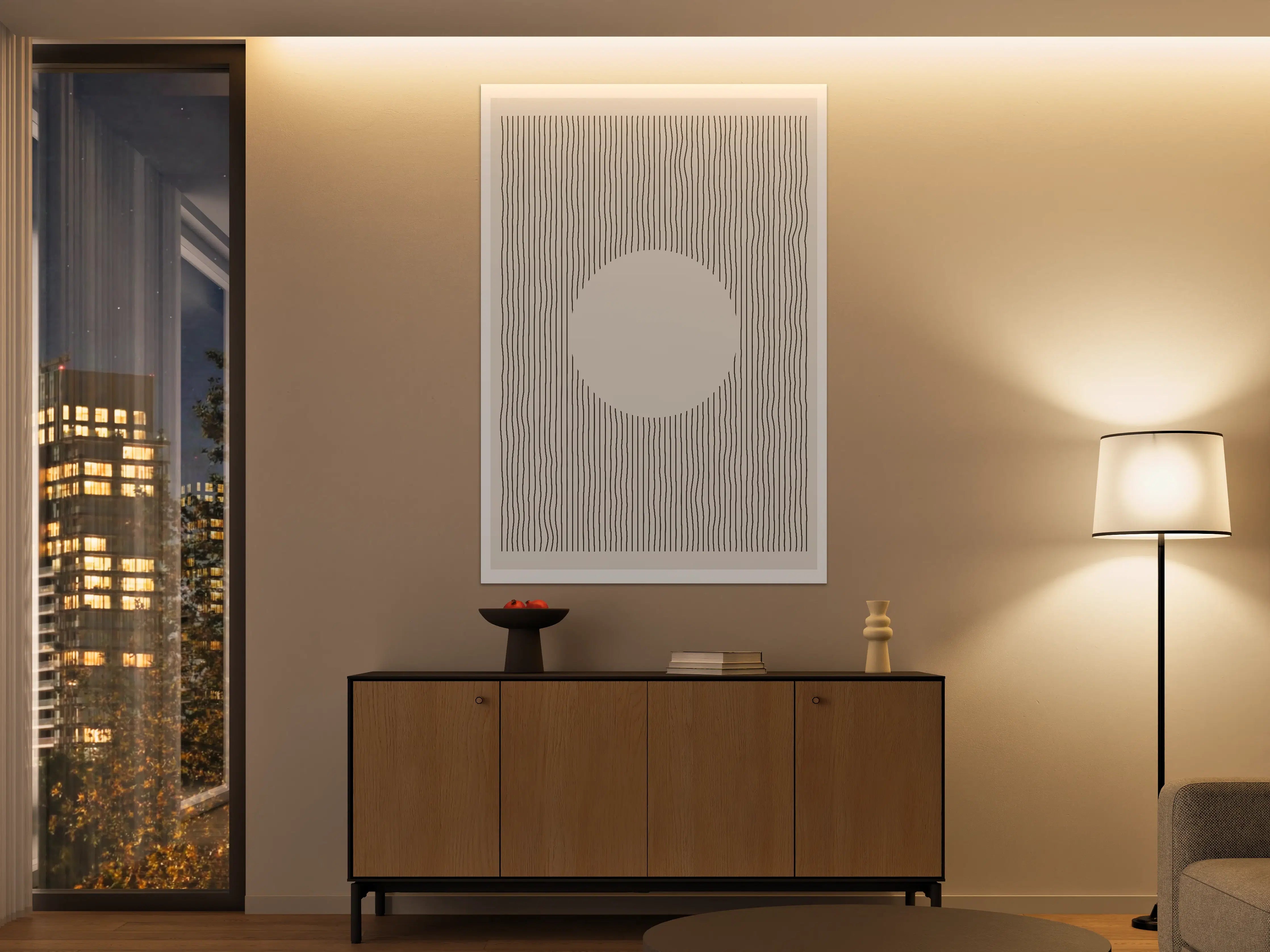Große Wandbilder - Minimalistisches Sonnen-Design in Schwarz-Weiß
