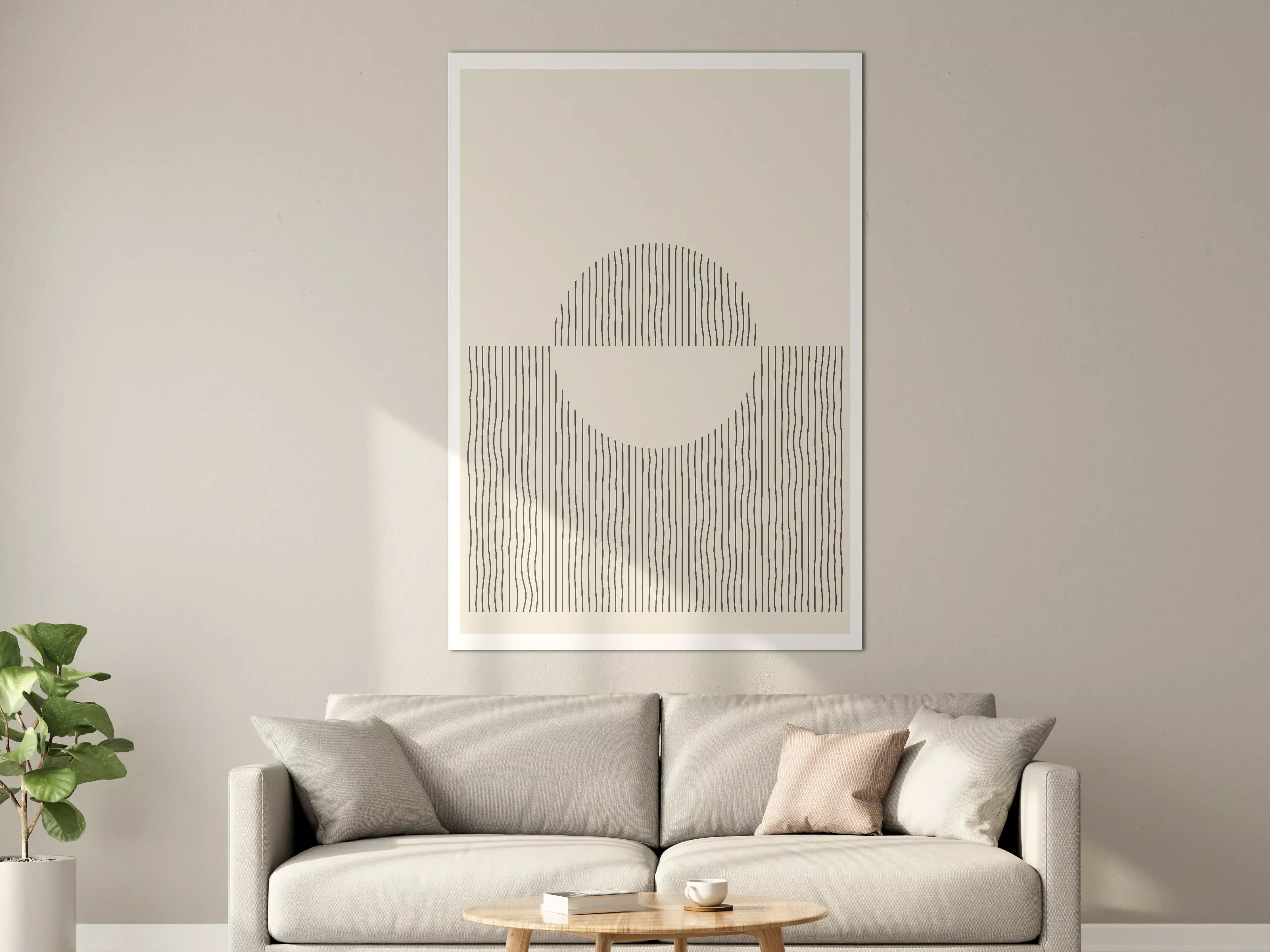 Große Wandbilder - Minimalistisches Sonnenmotiv in Schwarz-Weiß