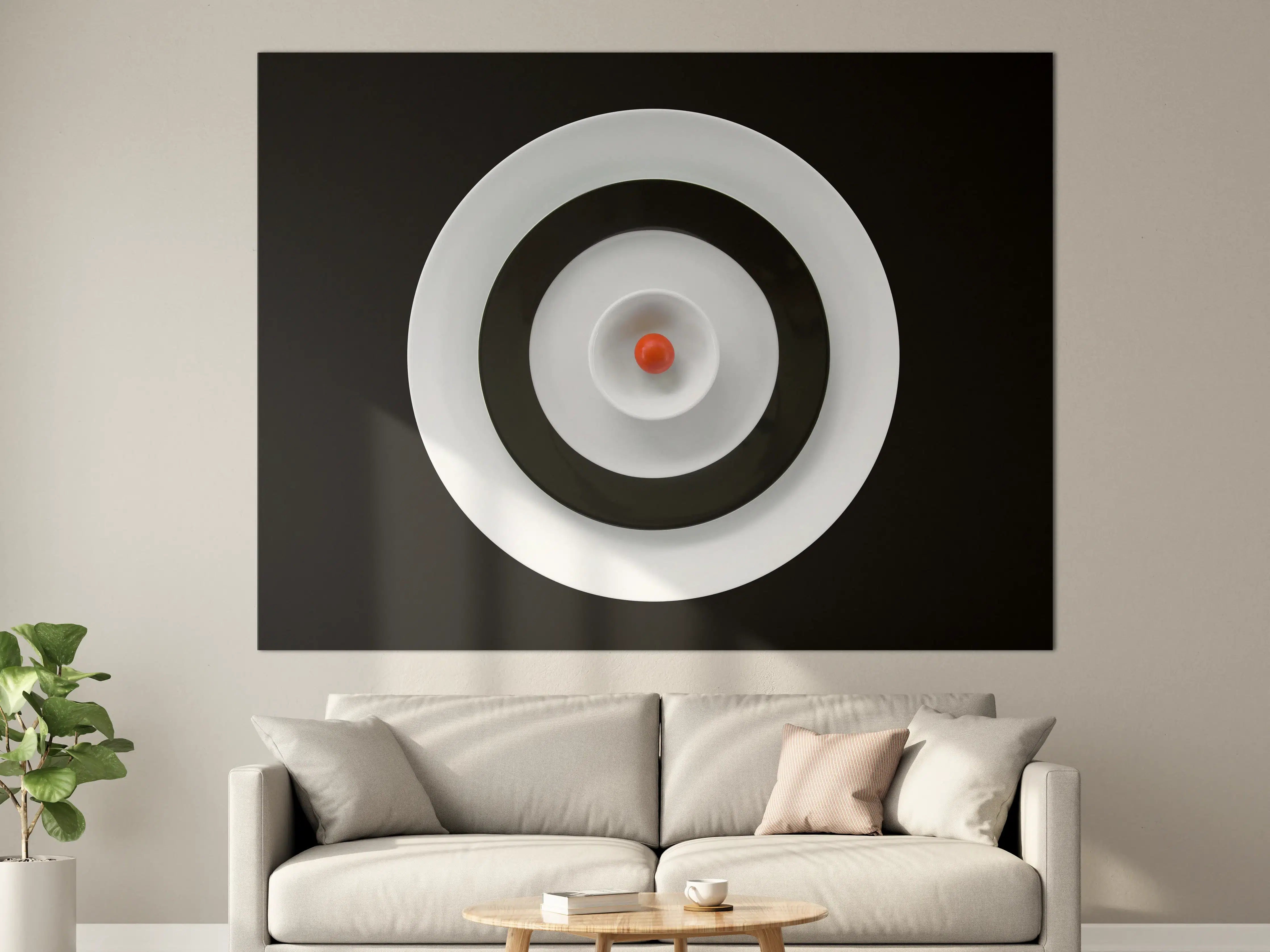 Große Wandbilder - Minimalistisches Zielscheiben-Design in Schwarz-Weiß