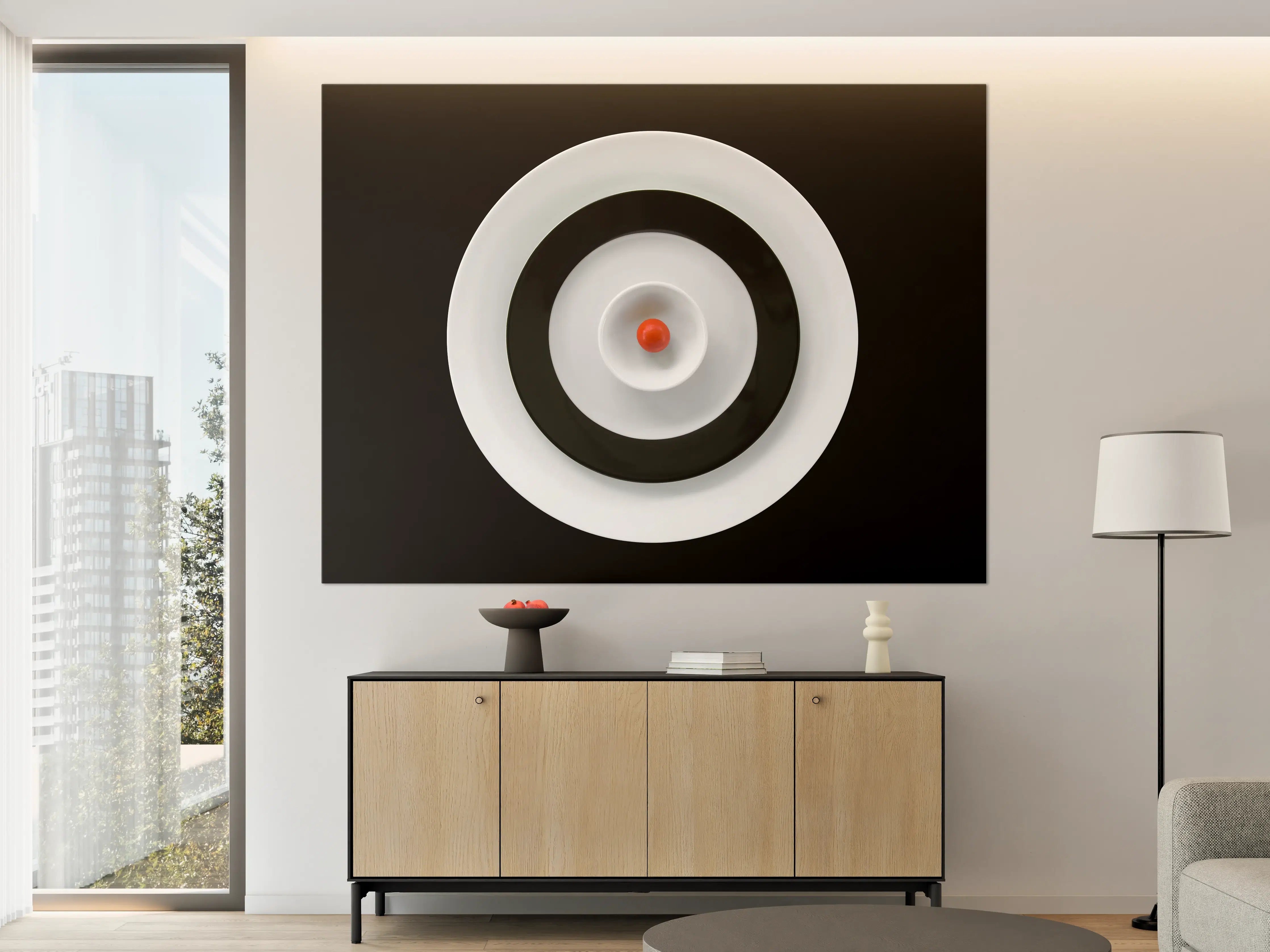 Große Wandbilder - Minimalistisches Zielscheiben-Design in Schwarz-Weiß