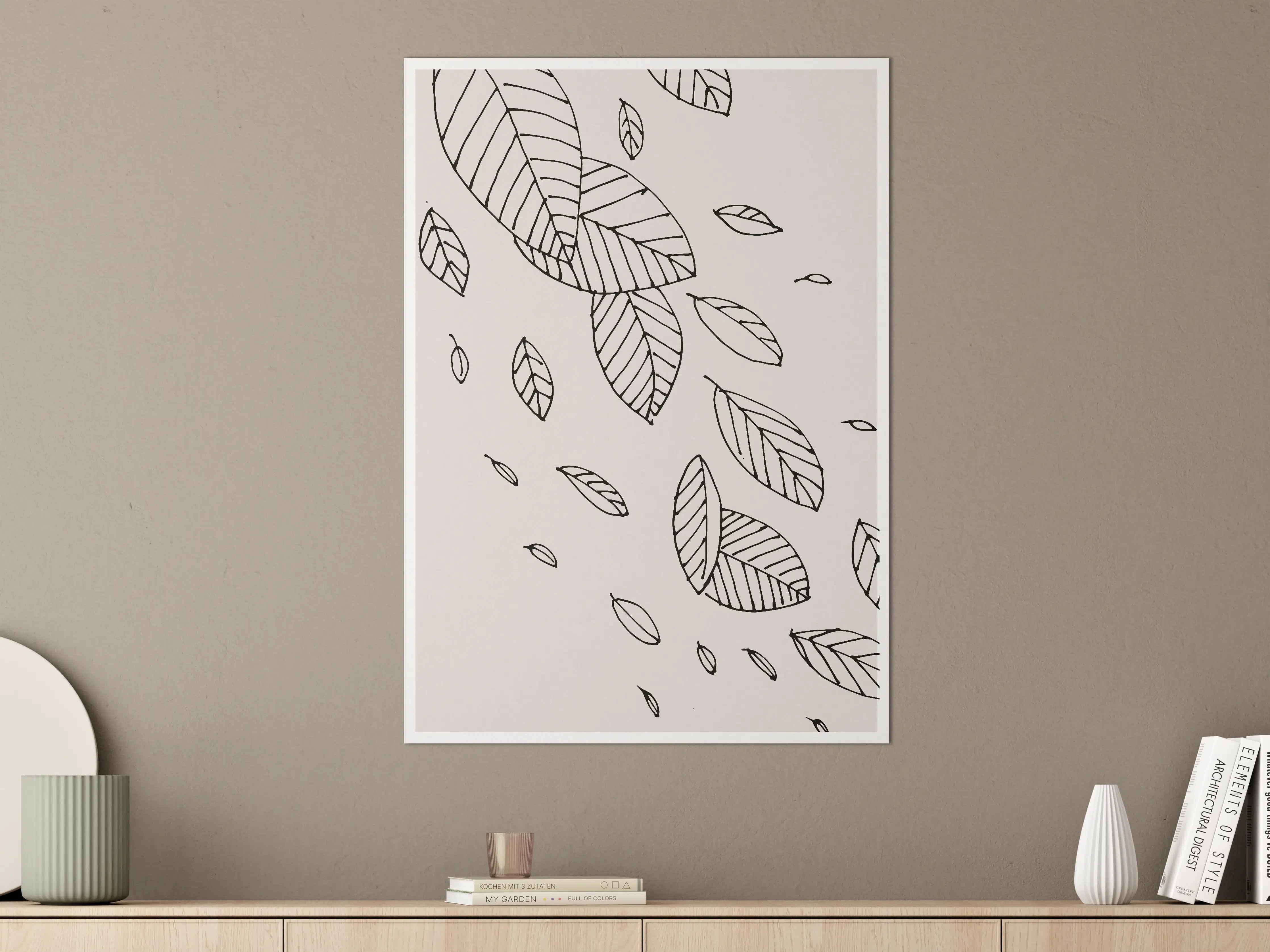 Große Wandbilder - Minimalistisches Zweig-Design in Schwarz-Weiß