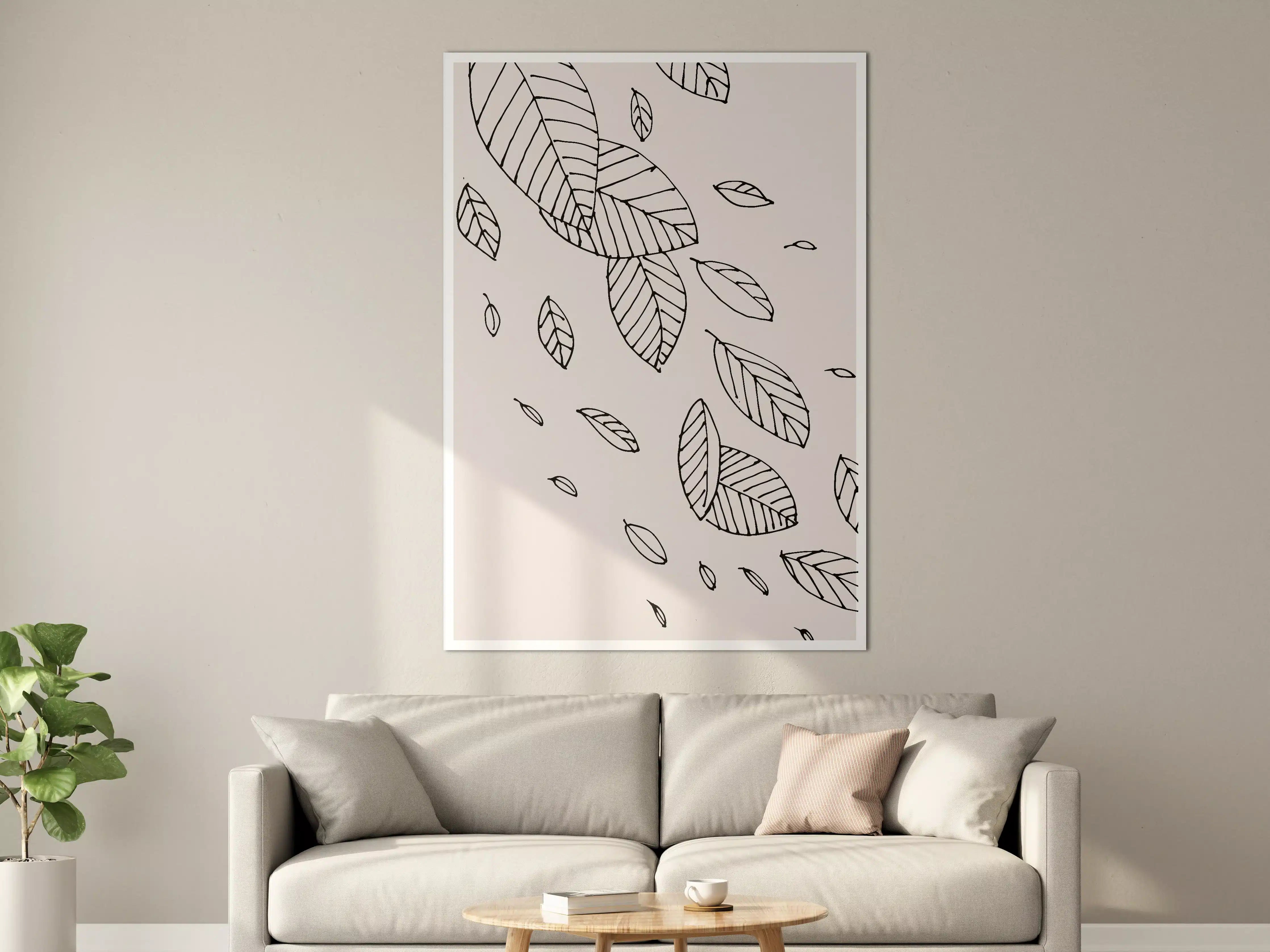 Große Wandbilder - Minimalistisches Zweig-Design in Schwarz-Weiß