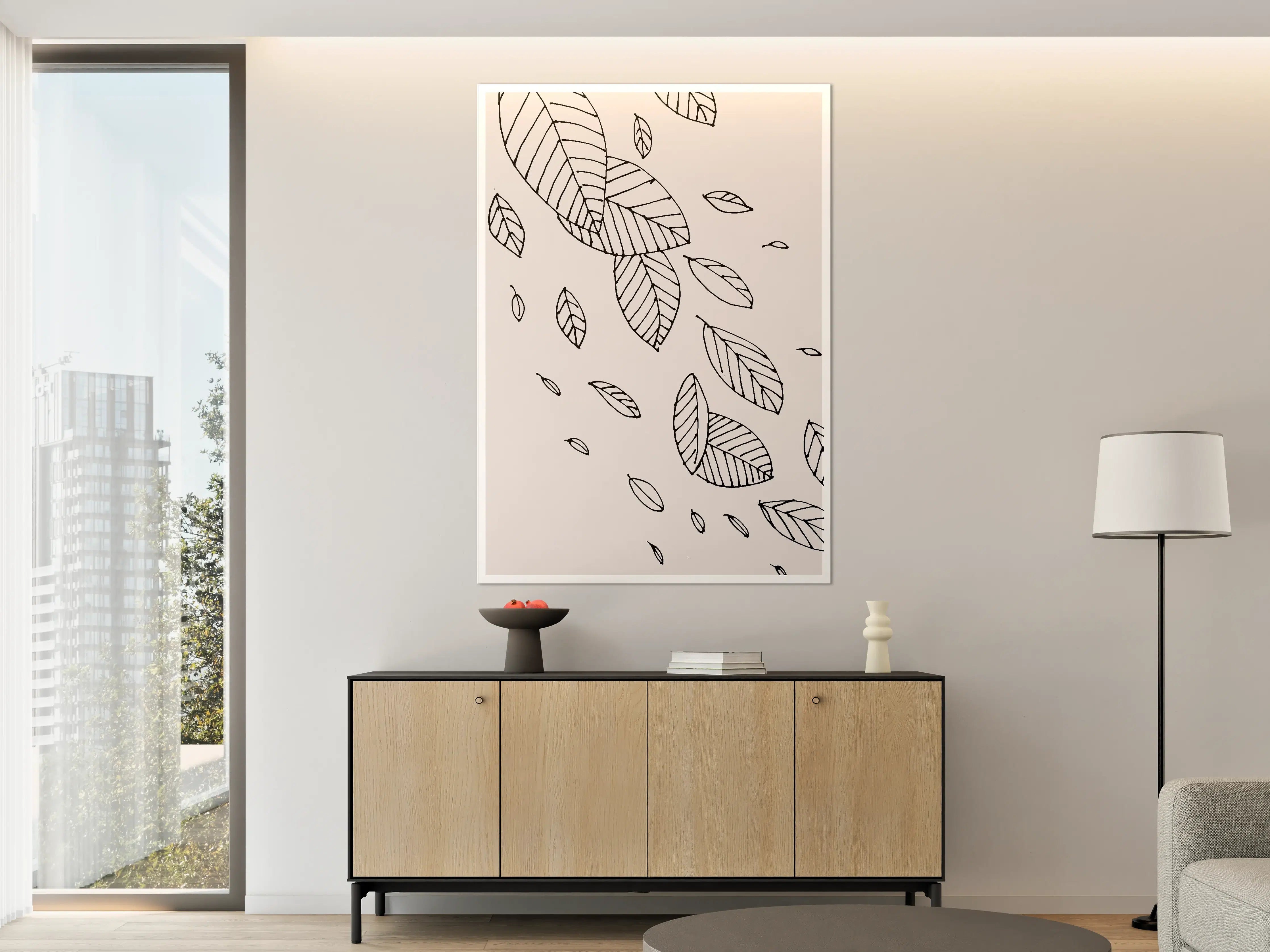 Große Wandbilder - Minimalistisches Zweig-Design in Schwarz-Weiß