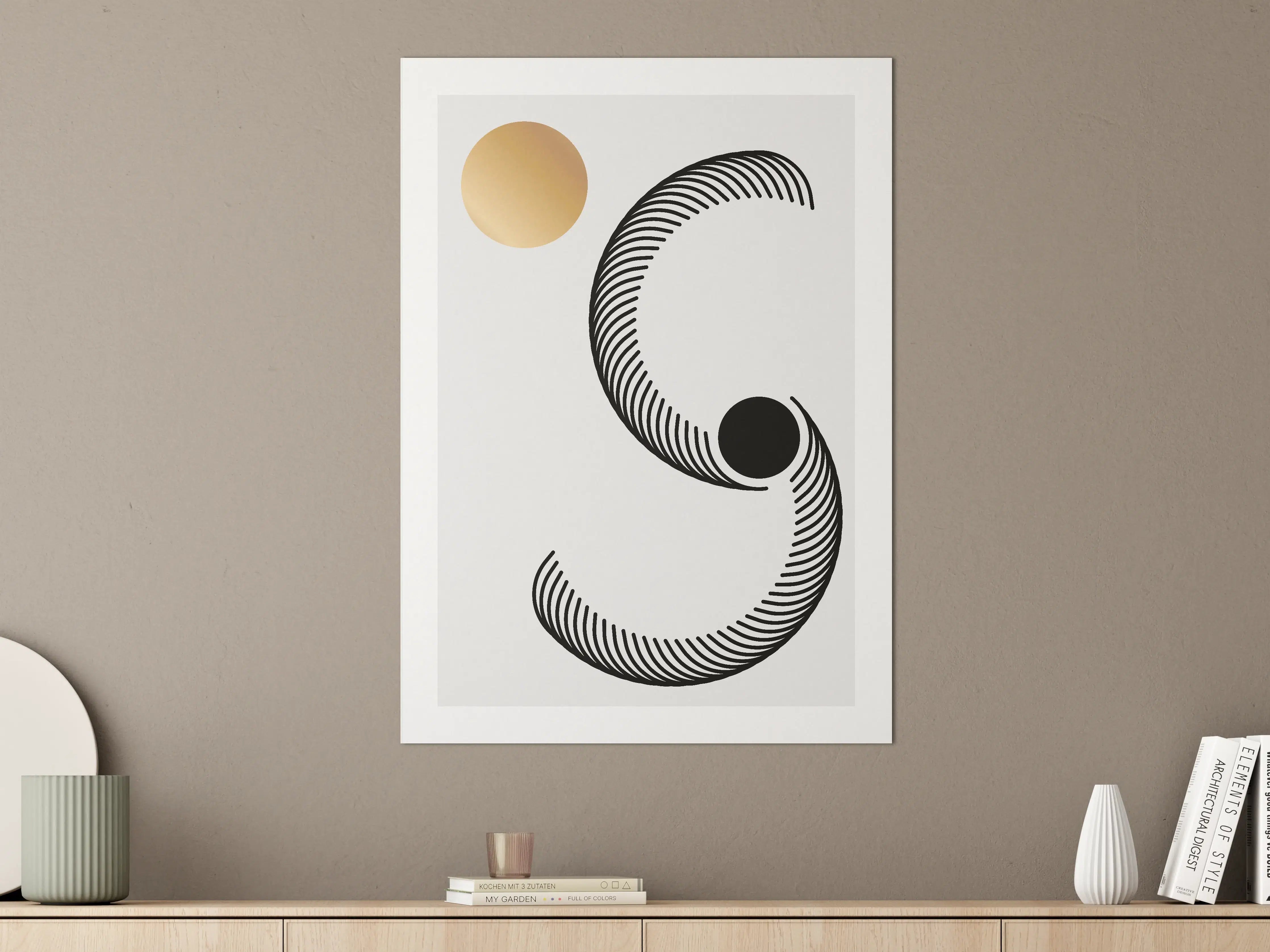 Große Wandbilder - Minimalistisches abstractes Kunstmotiv in Schwarz und Gold