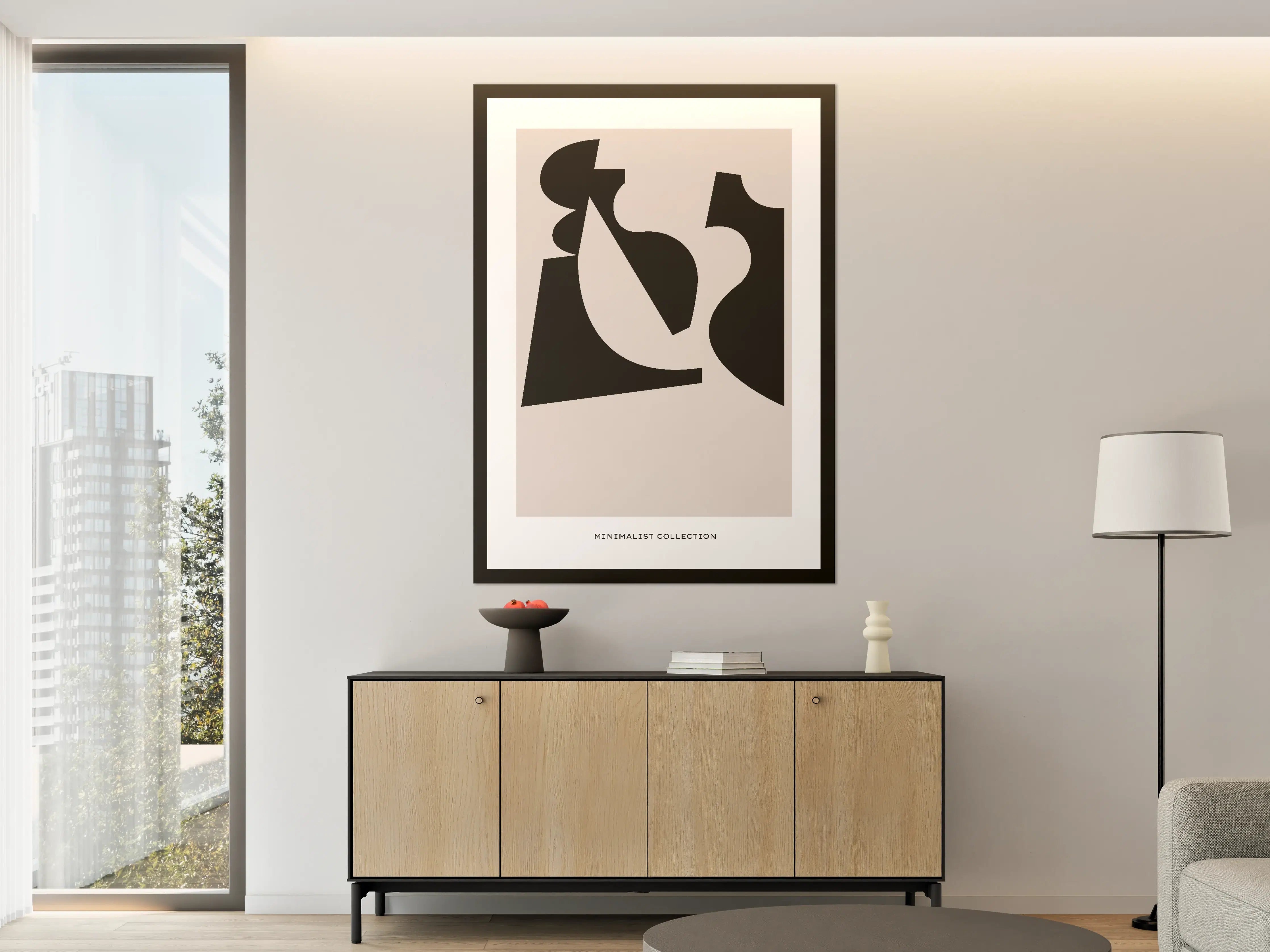 Große Wandbilder - Minimalistisches abstraktes Kunstwerk in Schwarz-Weiß