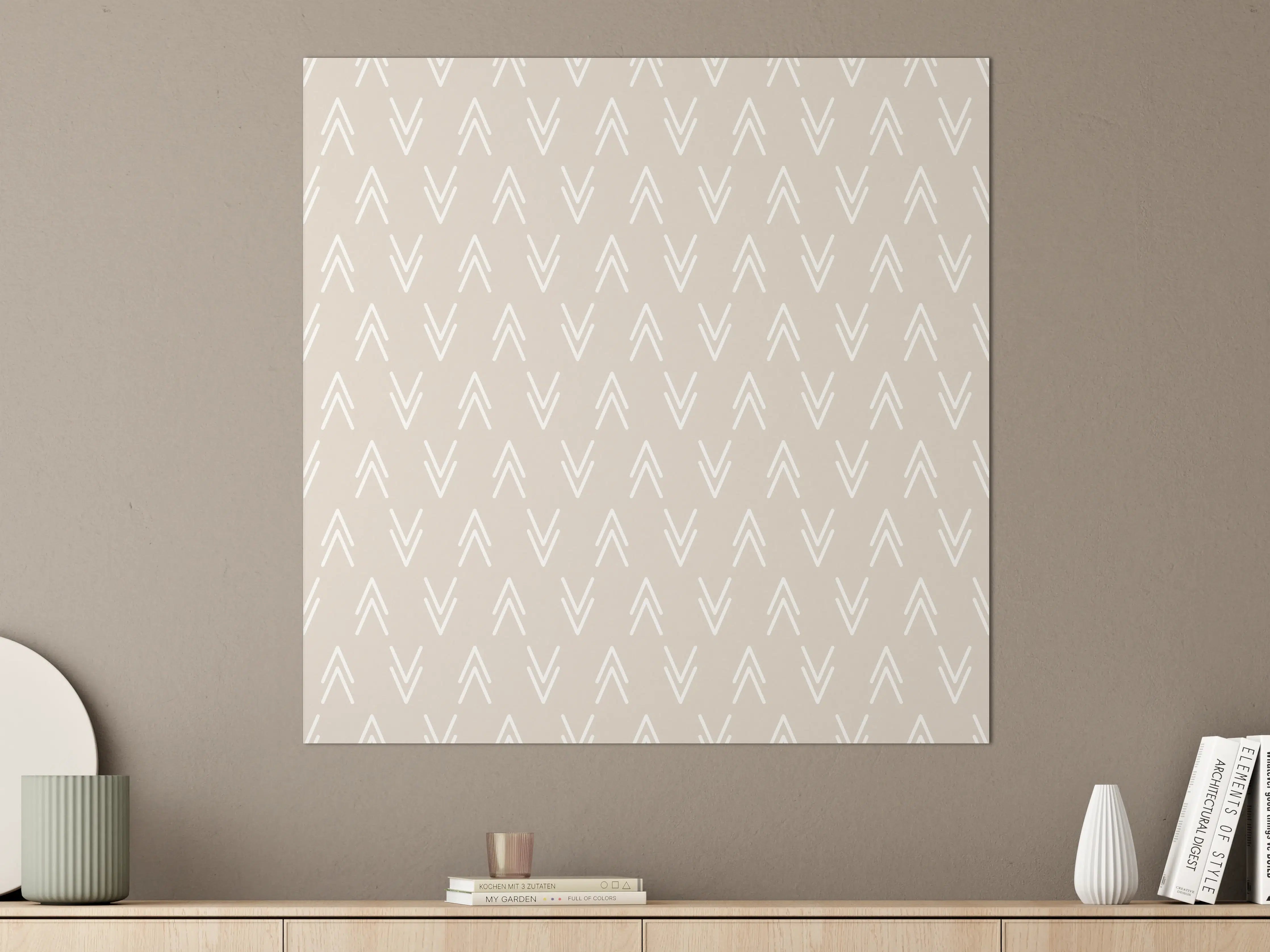 Große Wandbilder - Minimalistisches geometrisches Muster in sanften Beige- und Weißtönen