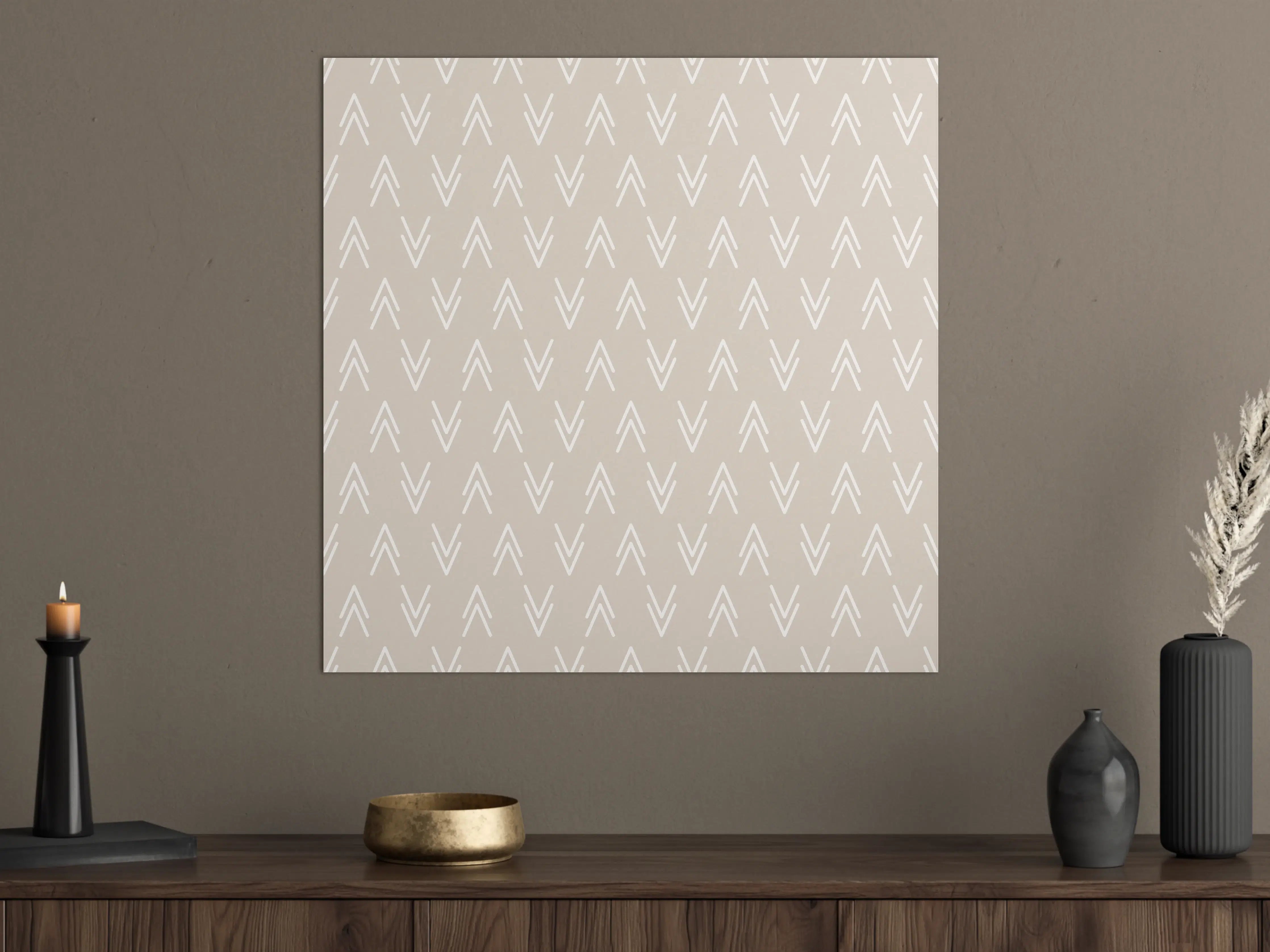 Große Wandbilder - Minimalistisches geometrisches Muster in sanften Beige- und Weißtönen