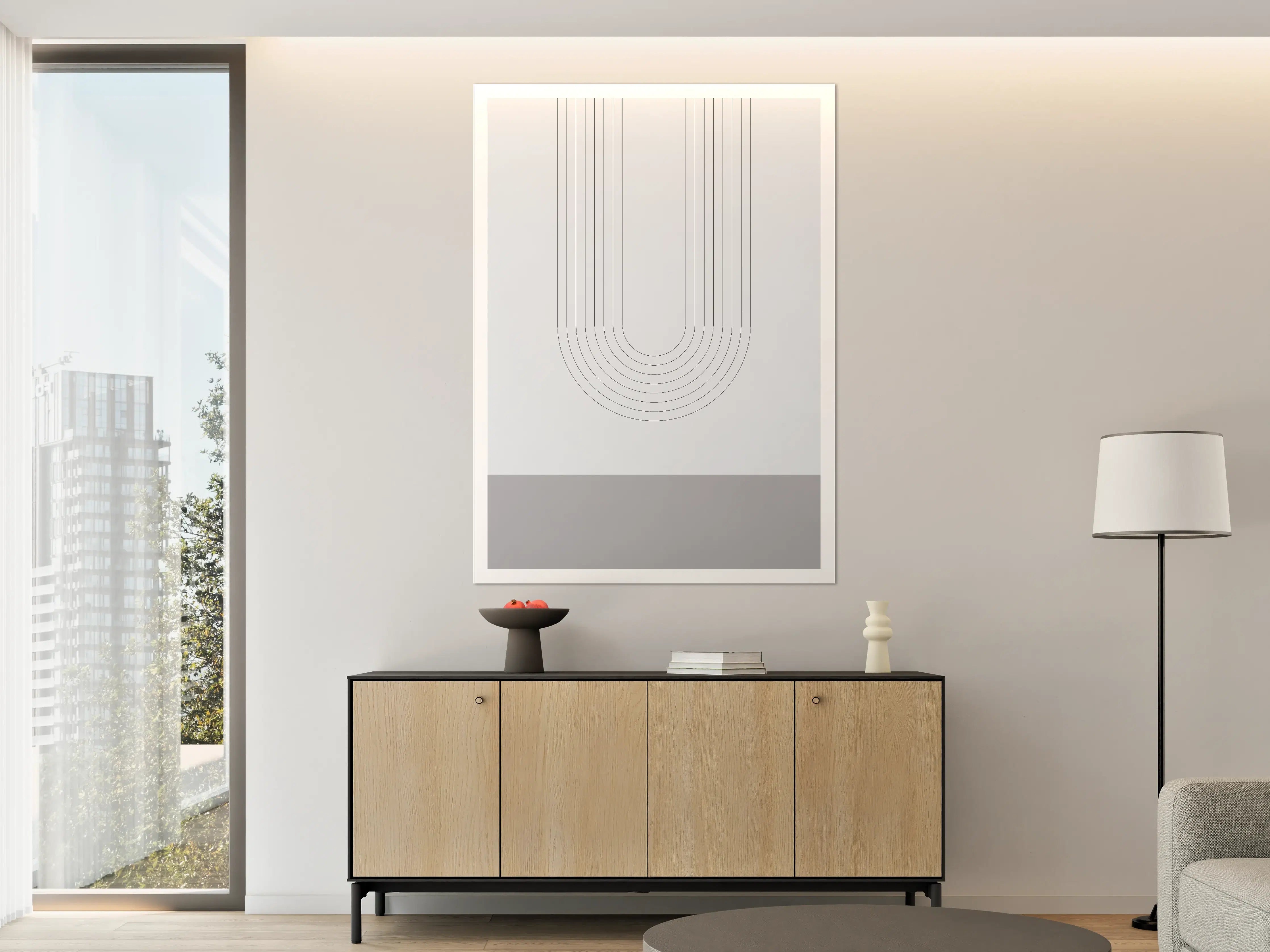 Große Wandbilder - Minimalistisches, modernes Wandbild mit sanften Grau- und Weißtönen