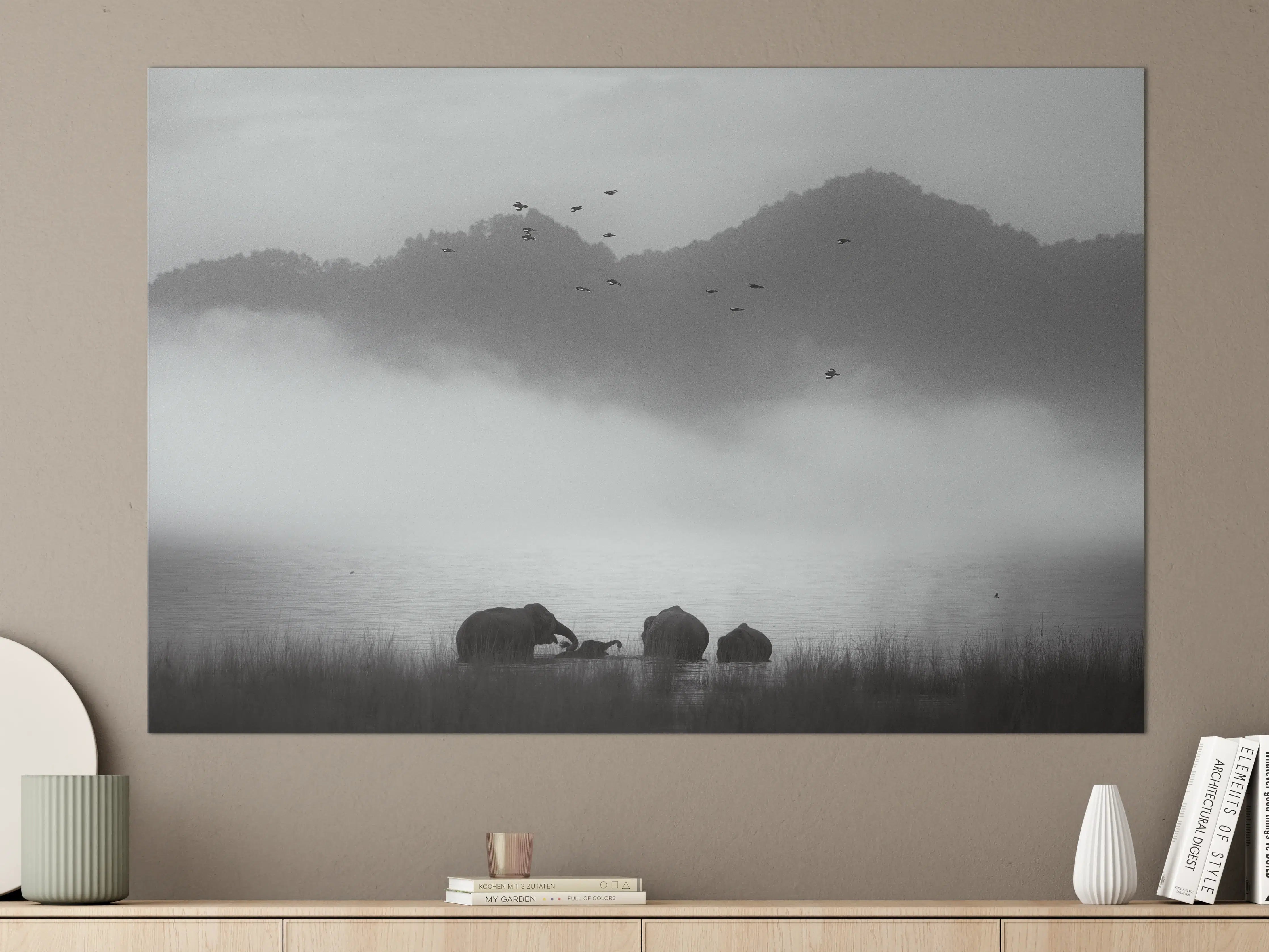 Große Wandbilder - Misty Landscape with Animals