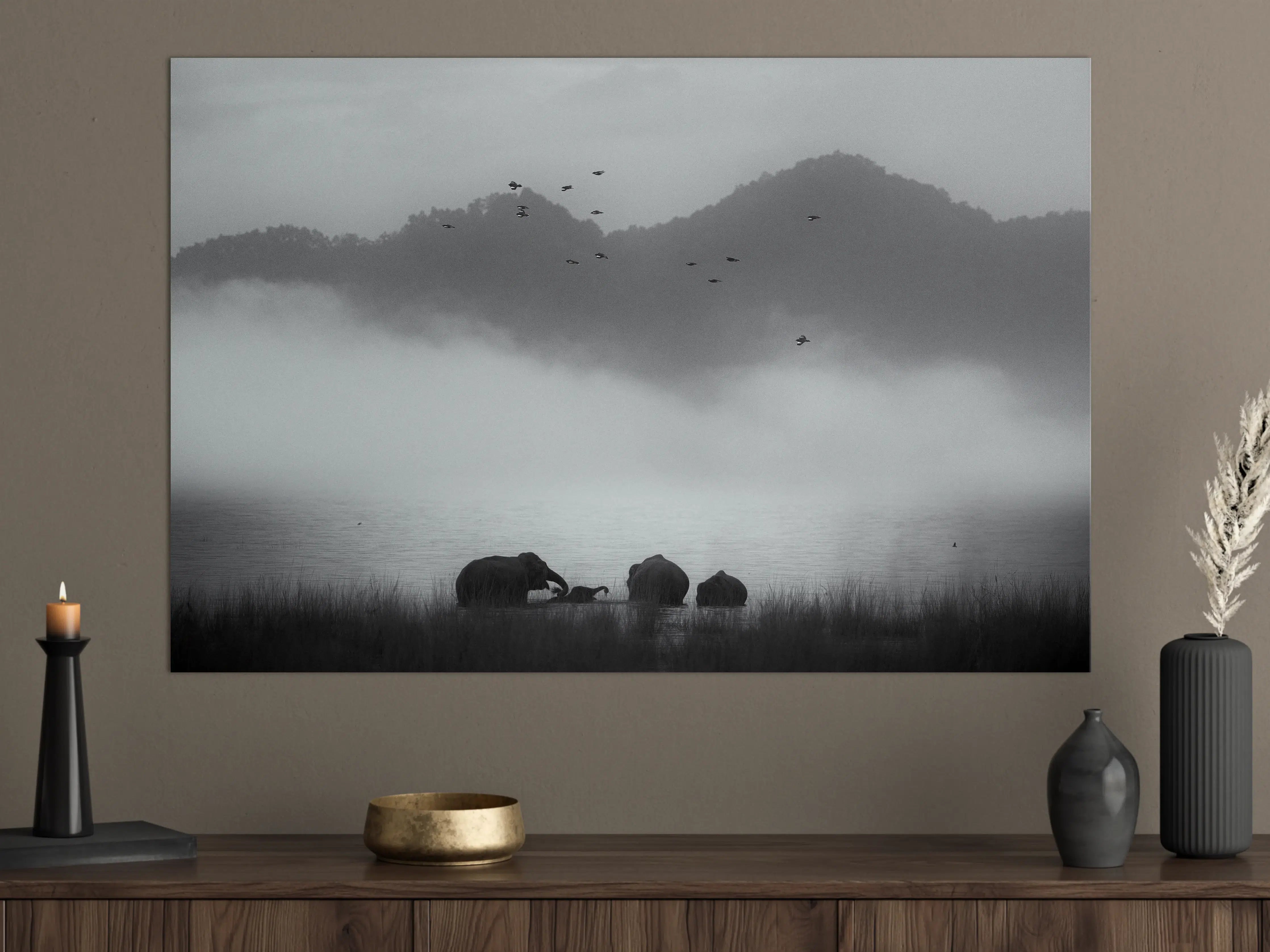 Große Wandbilder - Misty Landscape with Animals