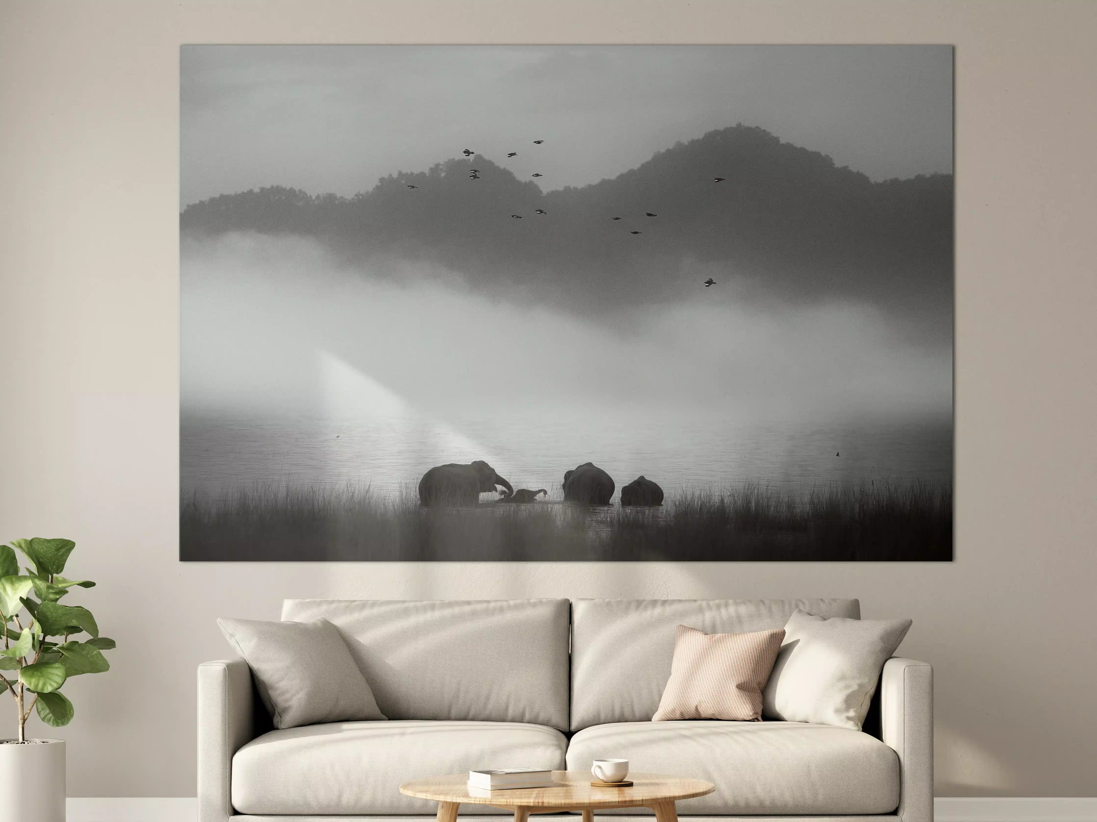 Große Wandbilder - Misty Landscape with Animals