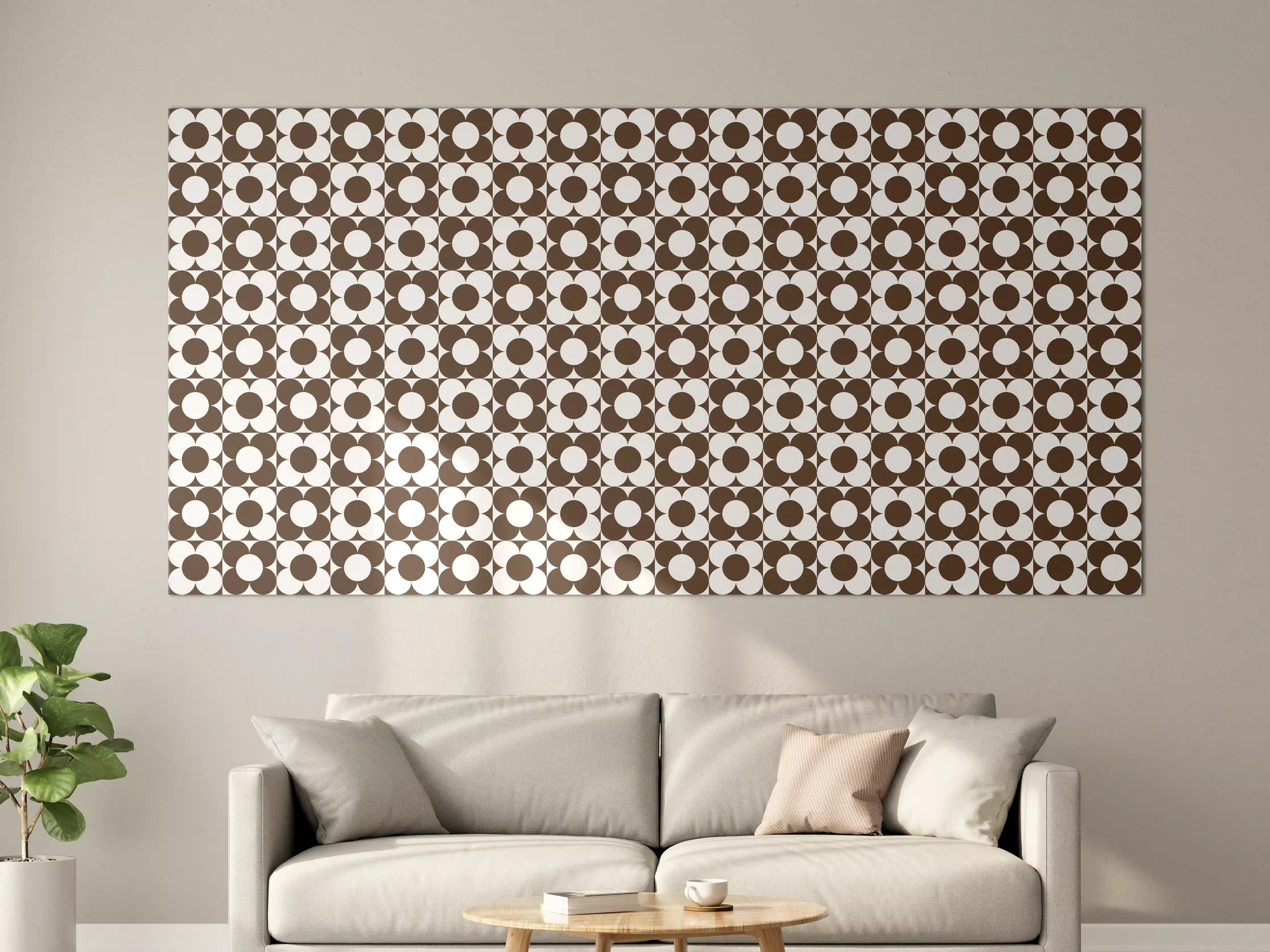 Große Wandbilder - Modellhafte geometrische Muster in Braun und Weiß