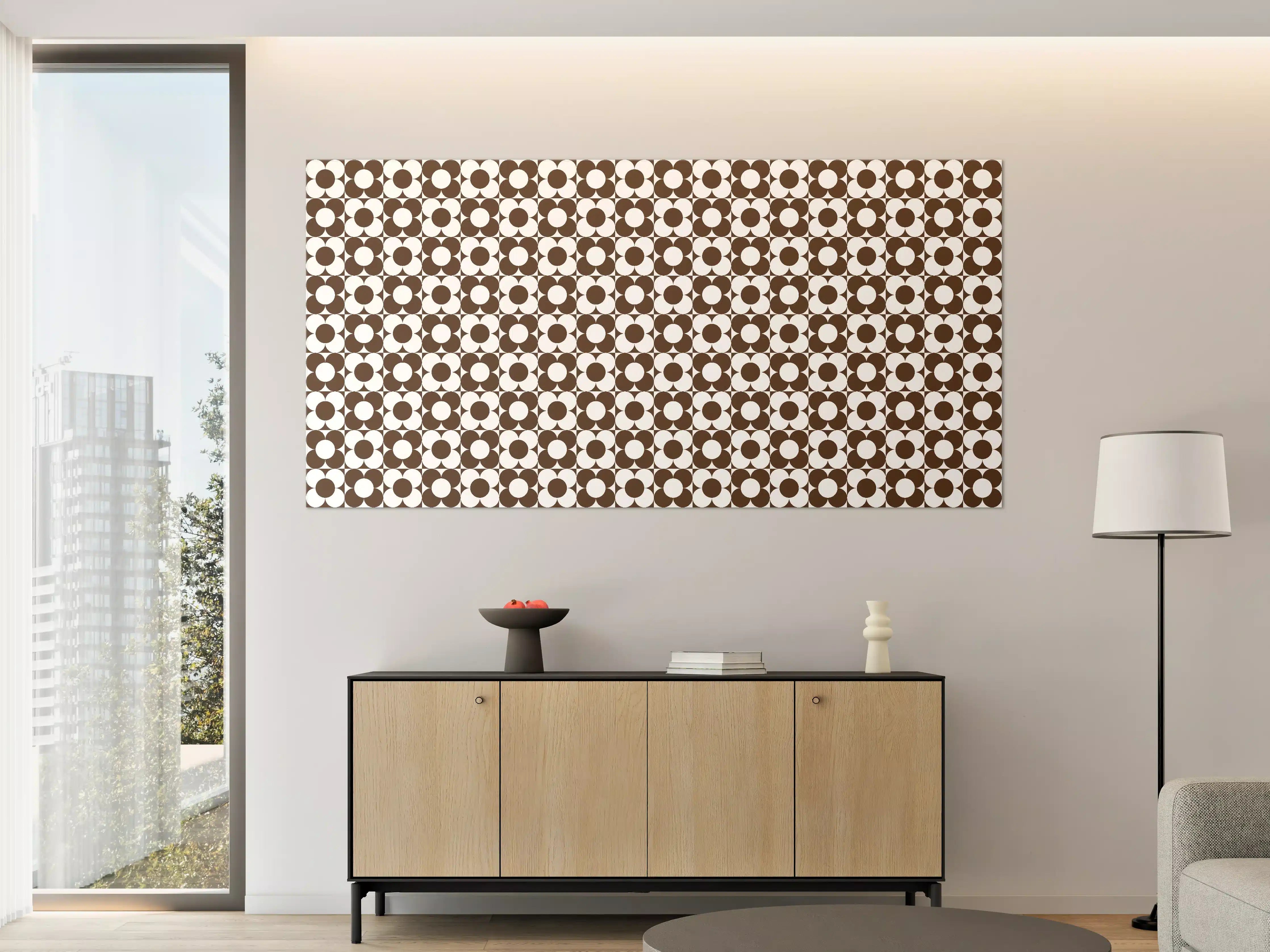 Große Wandbilder - Modellhafte geometrische Muster in Braun und Weiß